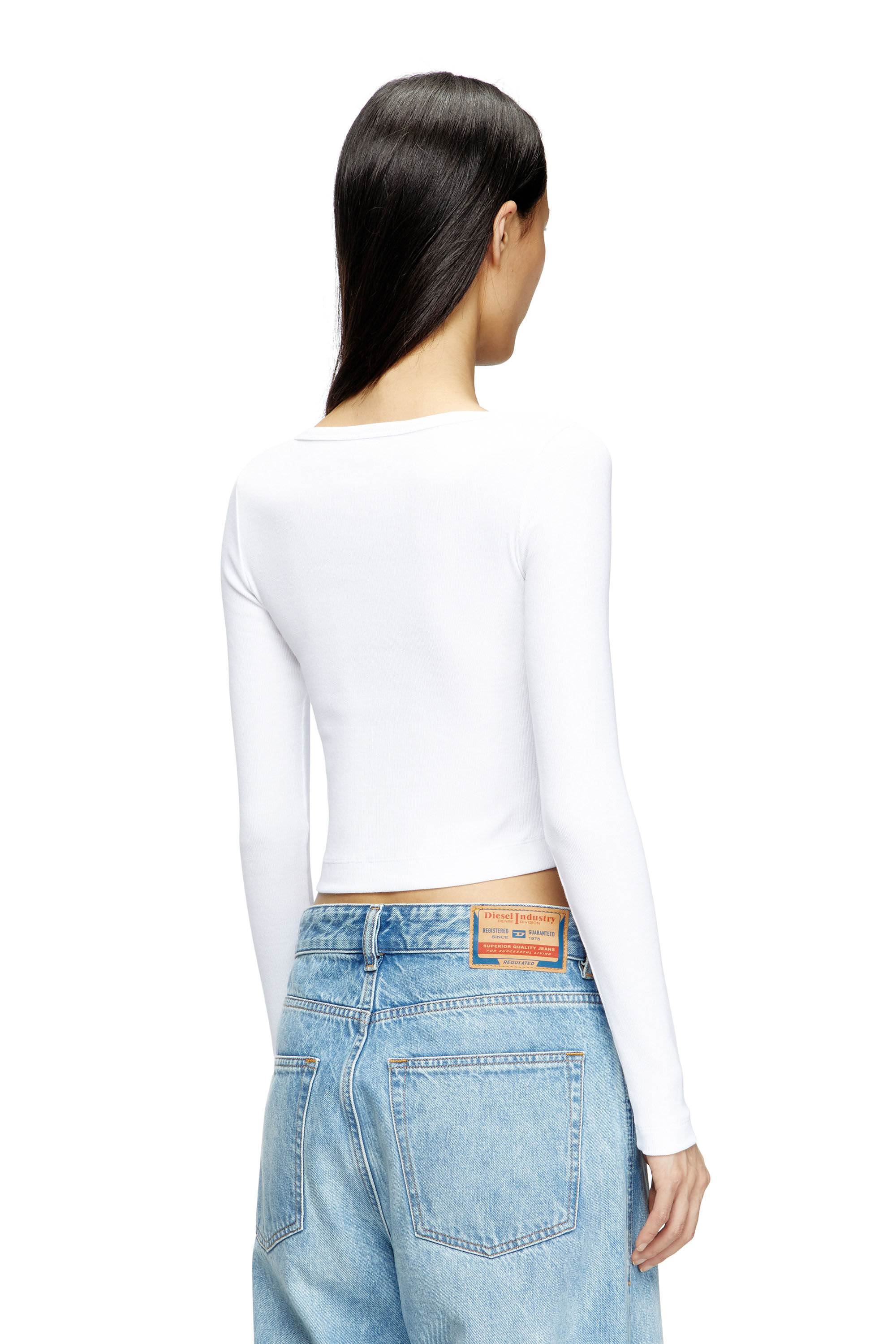 Diesel - T-BALLET-D, Camiseta de manga larga con logotipo de la letra D Mujer in Blanco - 4