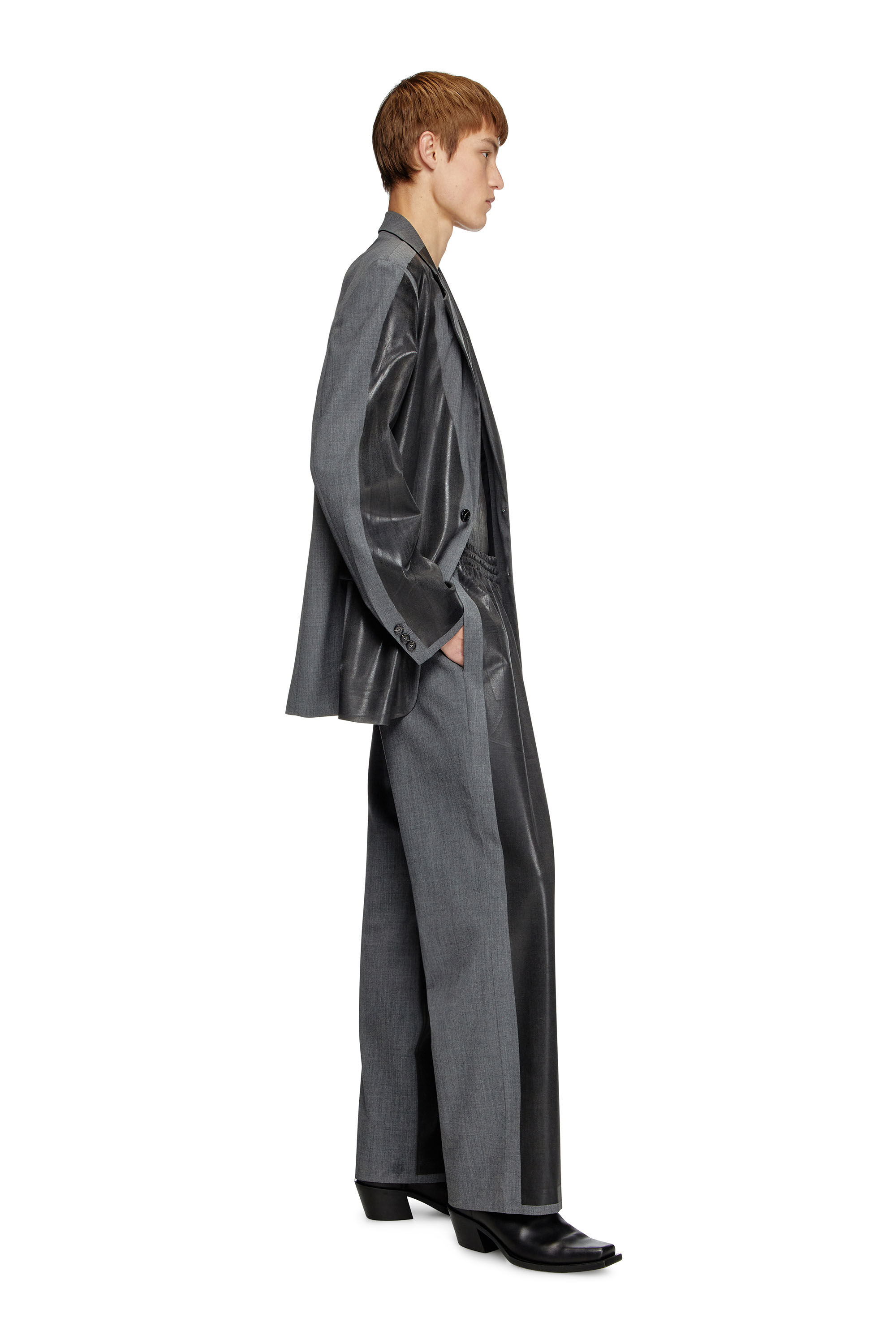 Women's Tailored track pants with coated front | Black | Diesel