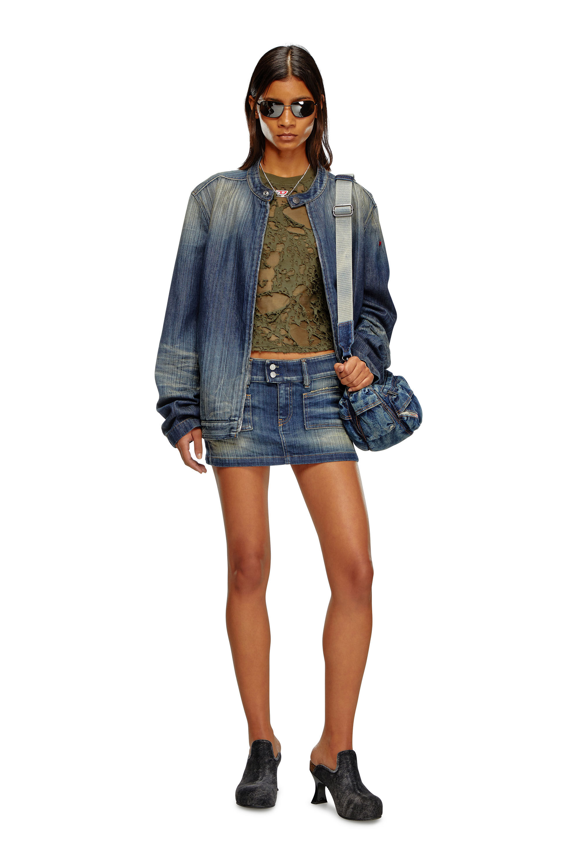 Women s Mini skirt in denim Blue Diesel