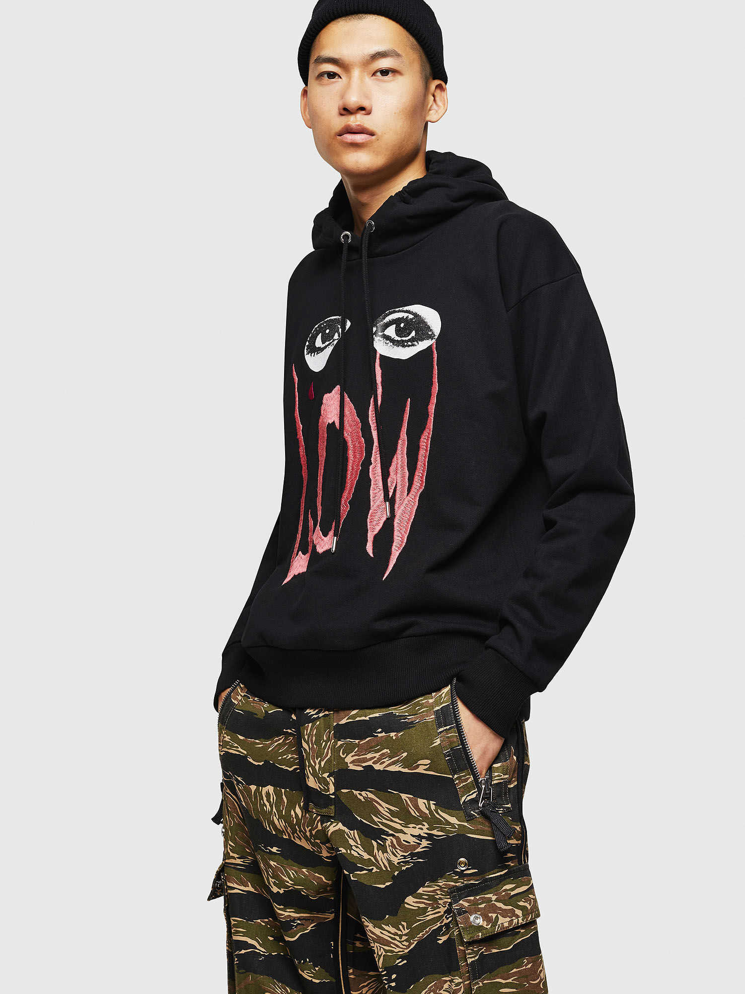 S ALBY B6 Men Cotton hoodie with Eyes Low graphic Diesel