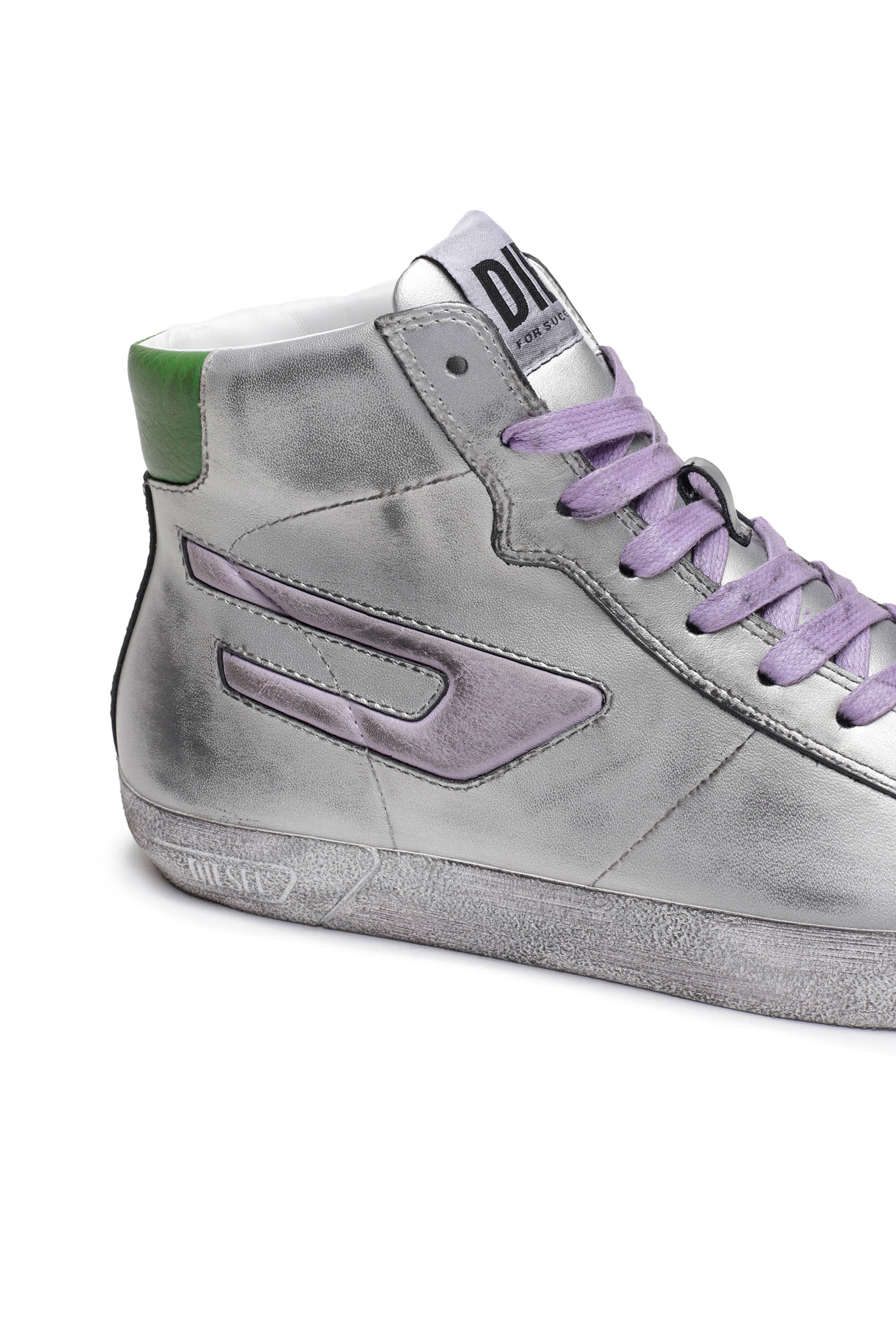 S-LEROJI MID X Unisex: High-top sneakers in metallic leather | Diesel