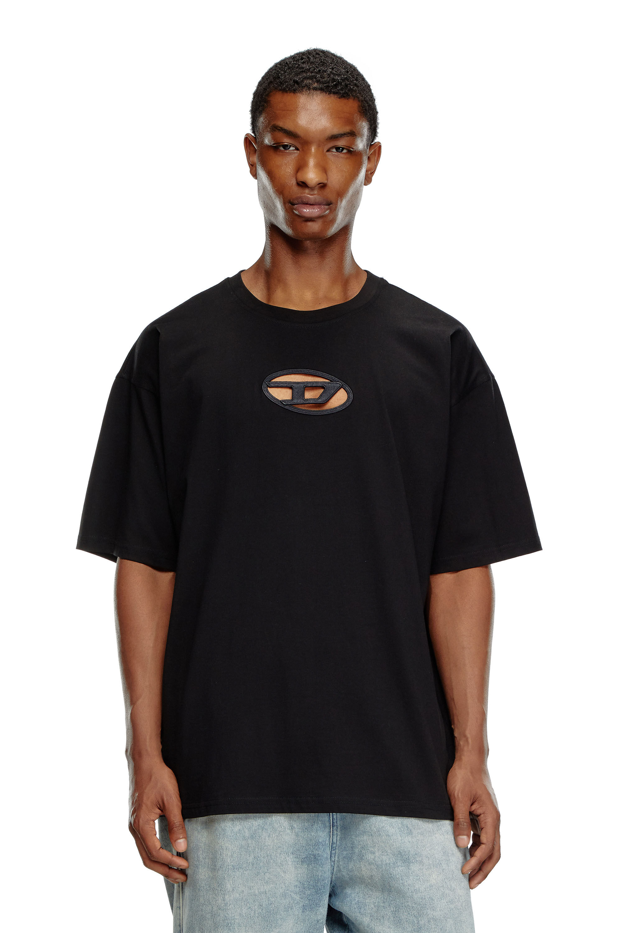 Women's T-shirt with embroidered Oval D | Black | Diesel