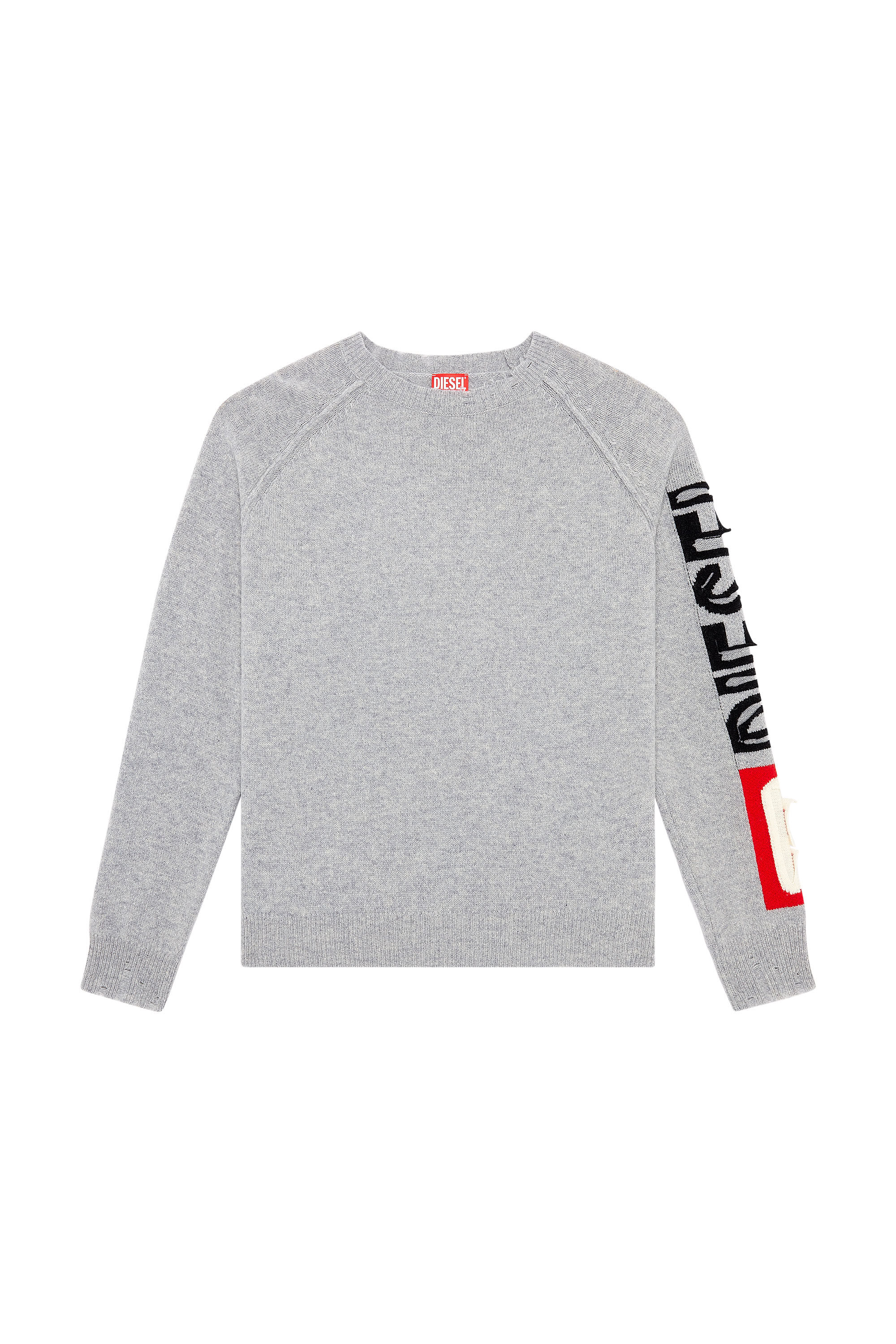 Men's Wool sweater with cut-up logo | Grey | Diesel