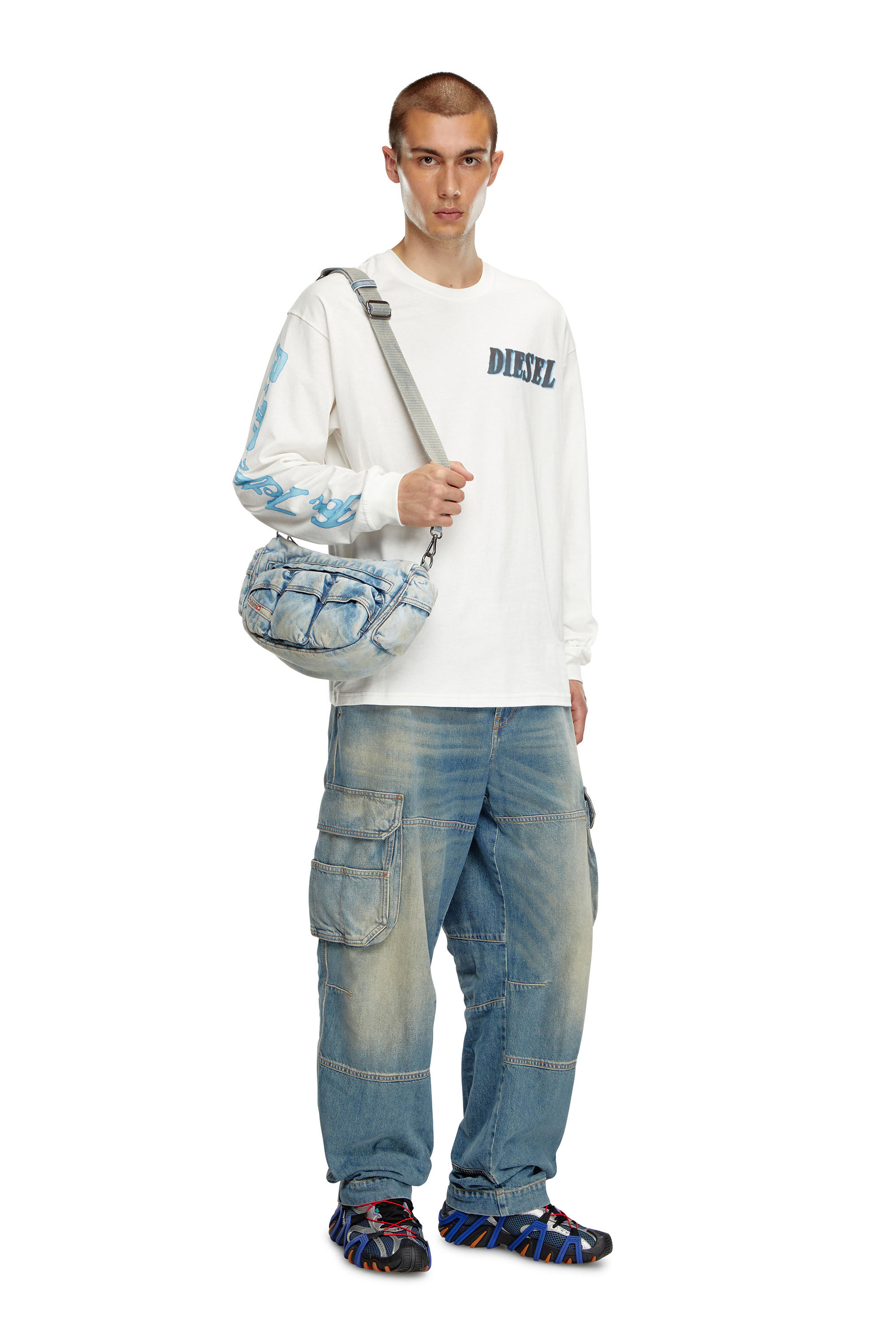 Diesel - T-BOXT-LS-Q15, Camiseta de manga larga con estampados del logotipo Hombre in Blanco - 1