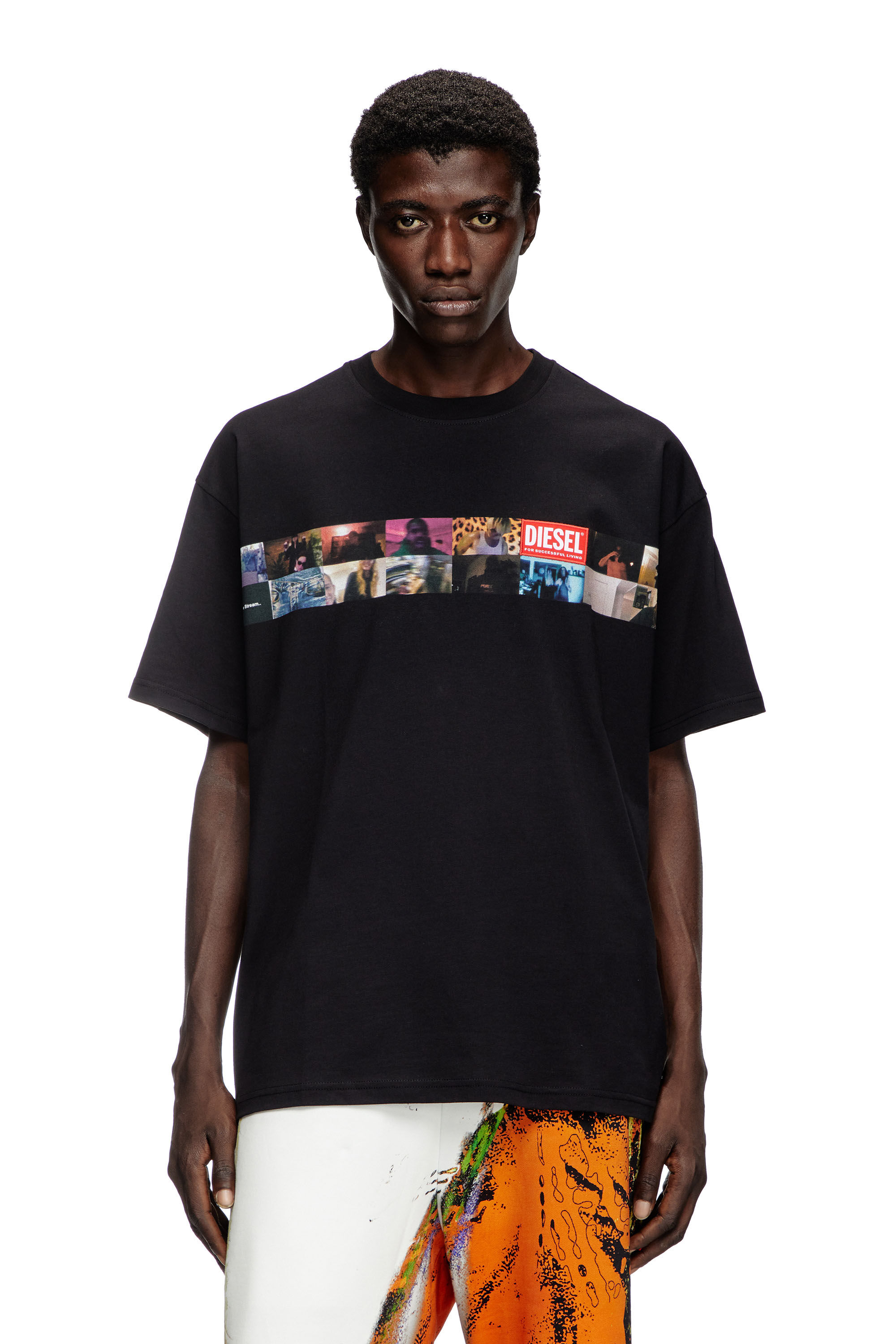 Men's T-shirt with Livestream print | Black | Diesel