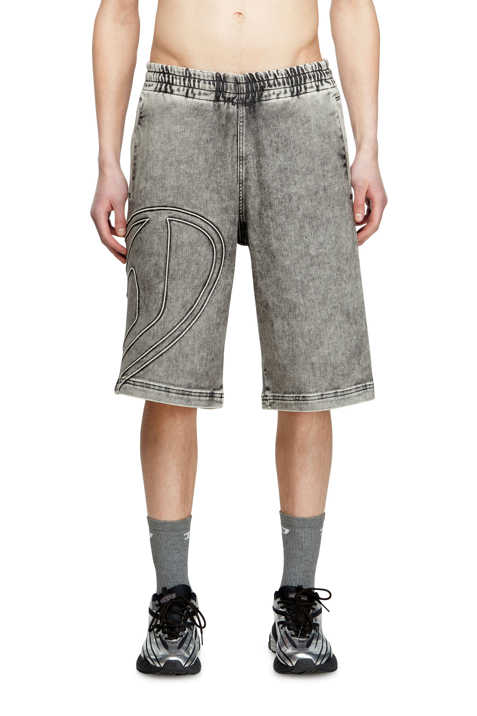 Women's Track Denim bermudas with Oval D | Grey | Diesel