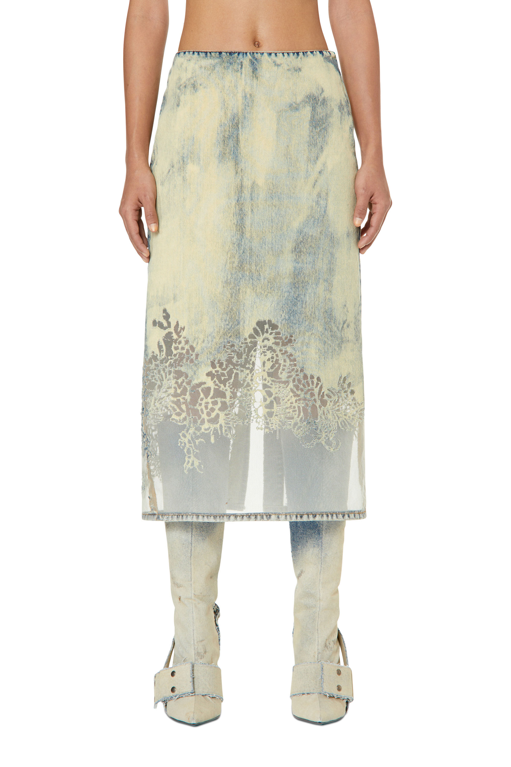 DE-PRA-FSC Woman: Midi skirt in lace denim | Diesel
