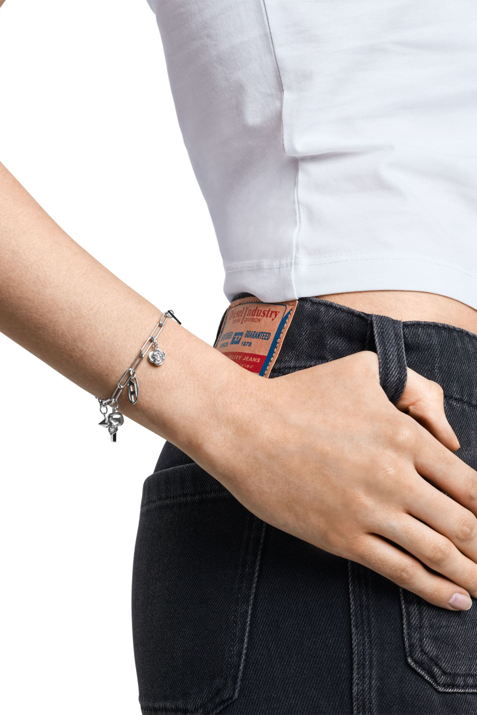 Diesel - DX1604040, Pulsera con dijes de acero inoxidable Unisex in Plateado - 3