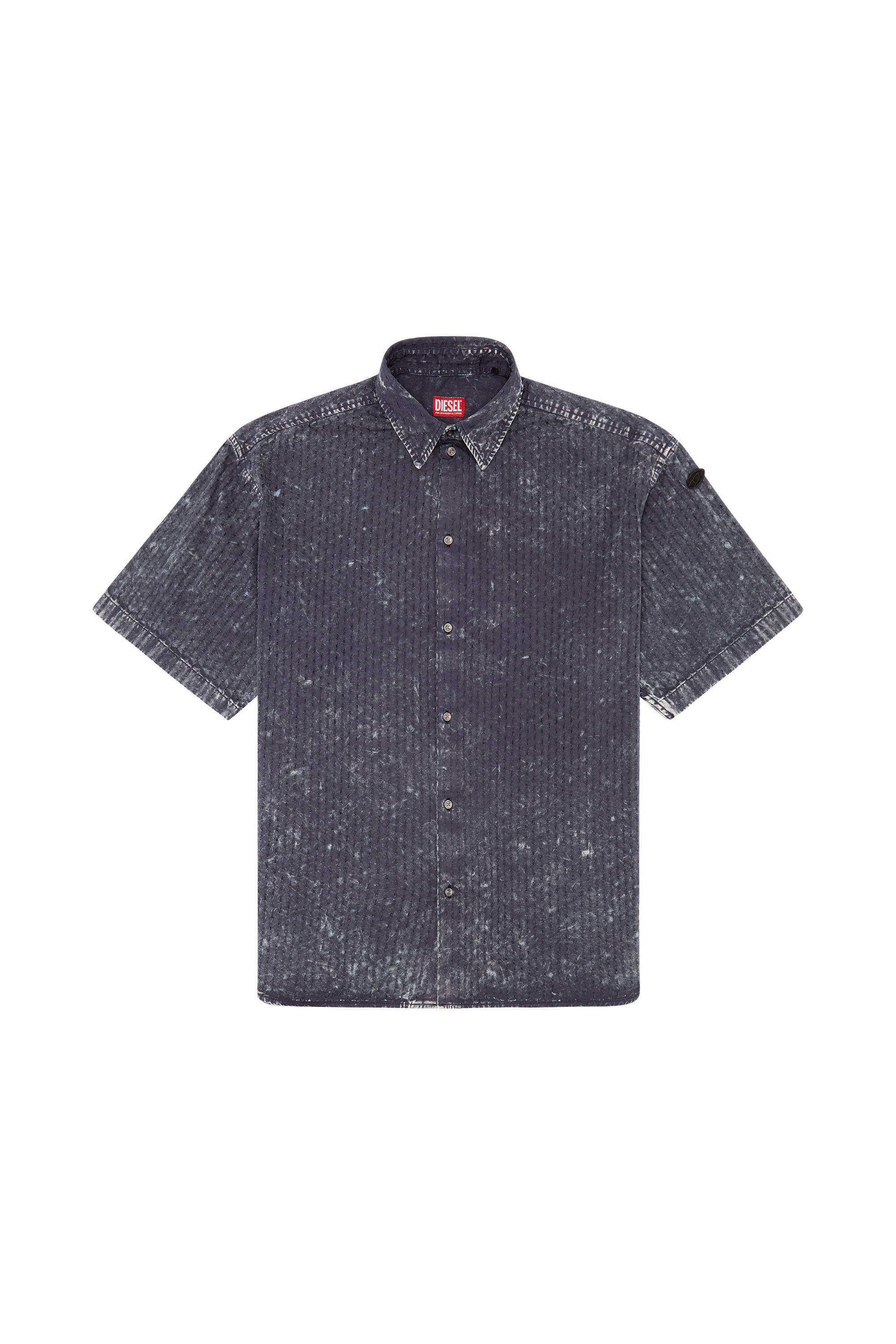 Men's Perforated acid-wash short-sleeve shirt | Grey | Diesel