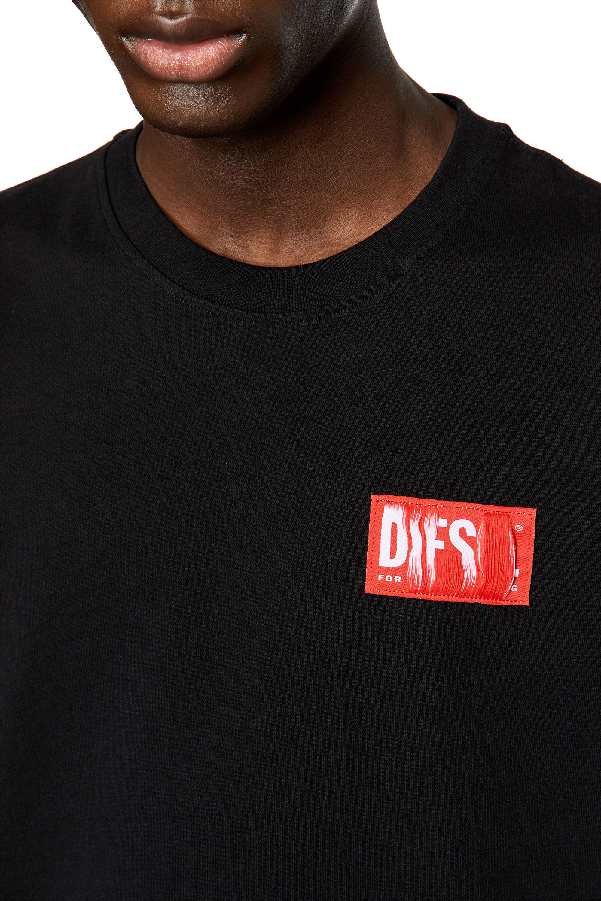 Men's T-shirt with logo patch | Black | Diesel