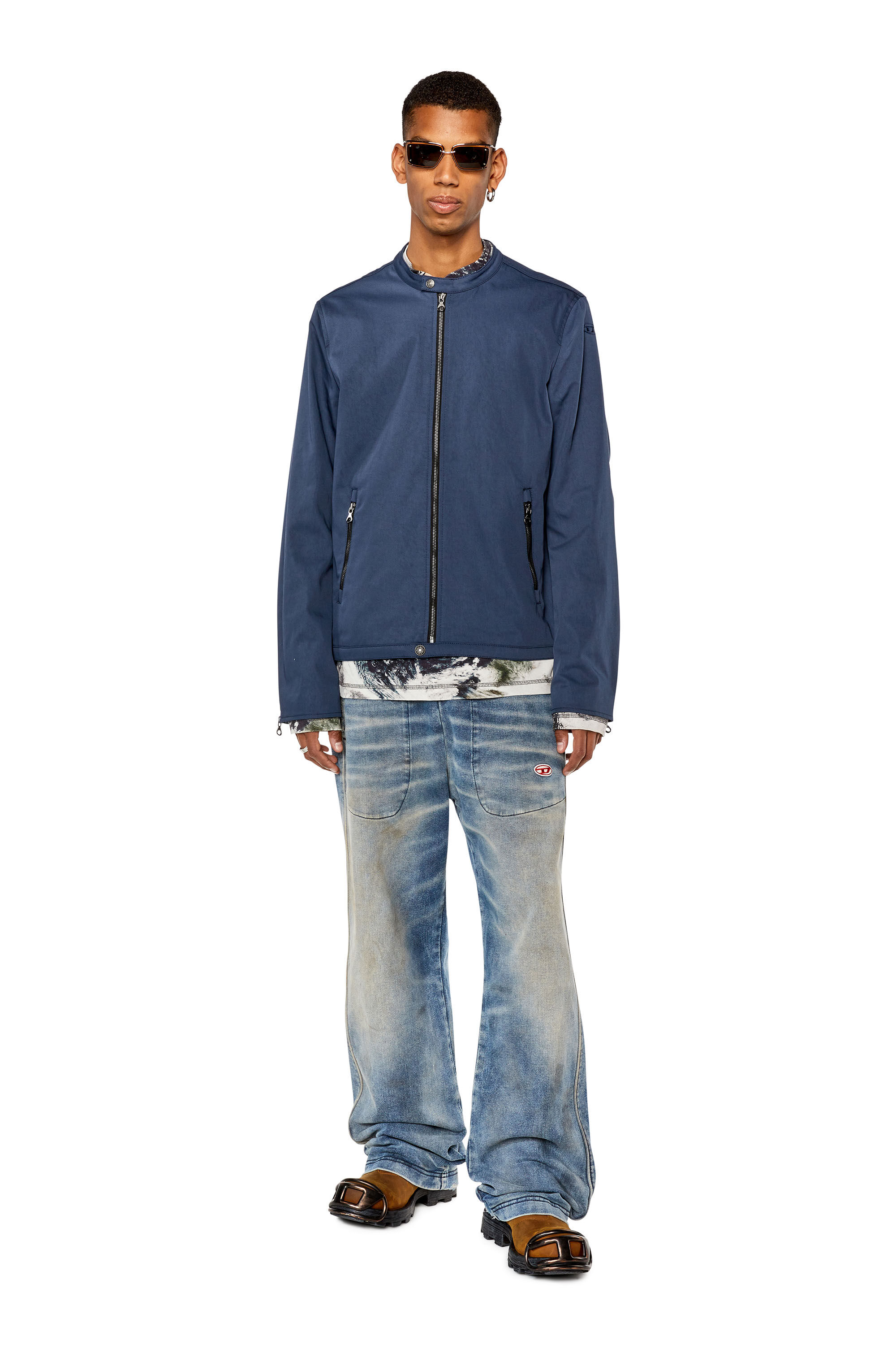 J-GLORY-NW Man: Biker jacket in cotton-touch nylon | Diesel