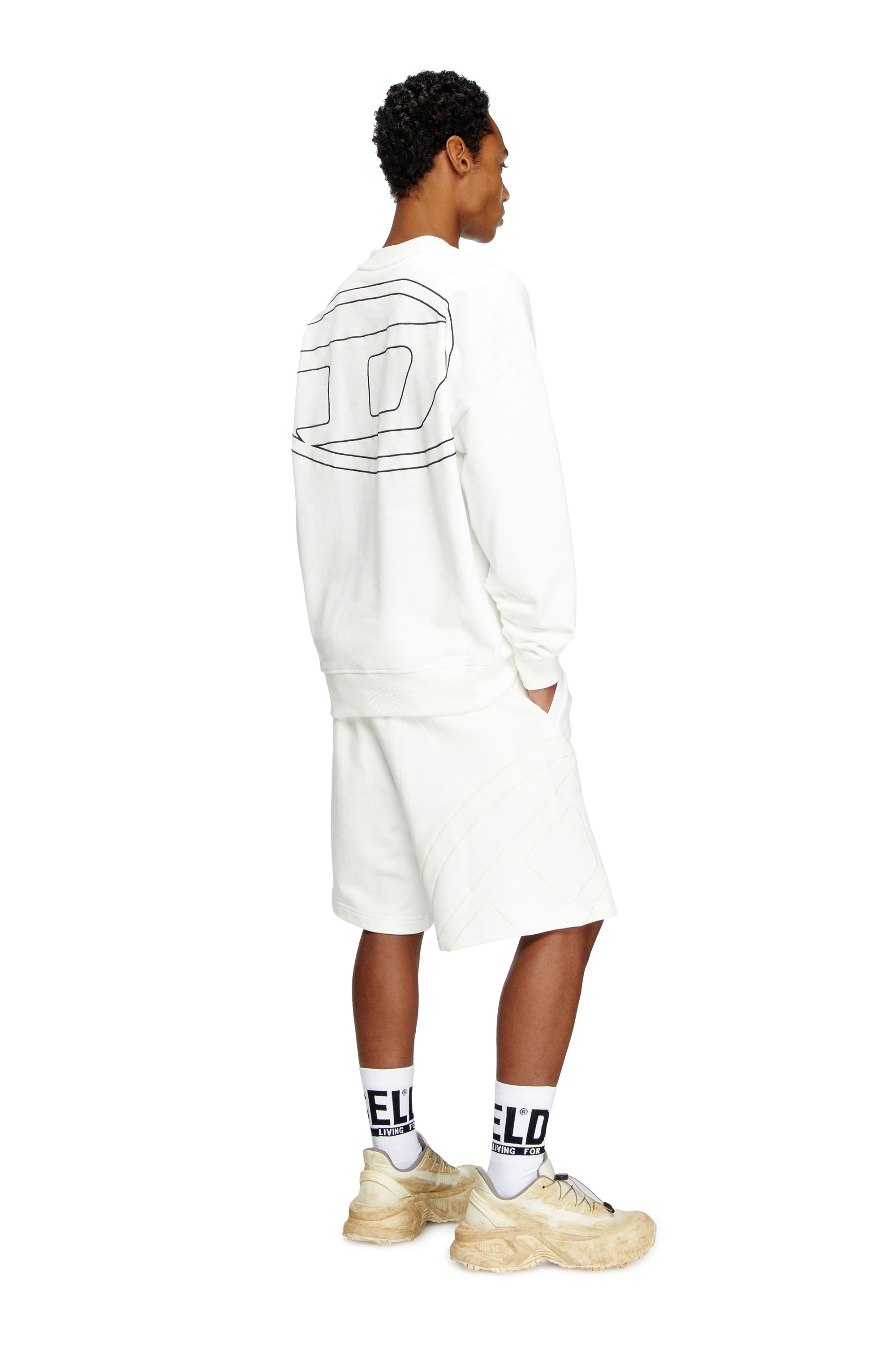 Diesel - S-ROB-MEGOVAL-D, Sudadera con logotipo bordado Hombre in Blanco - 1