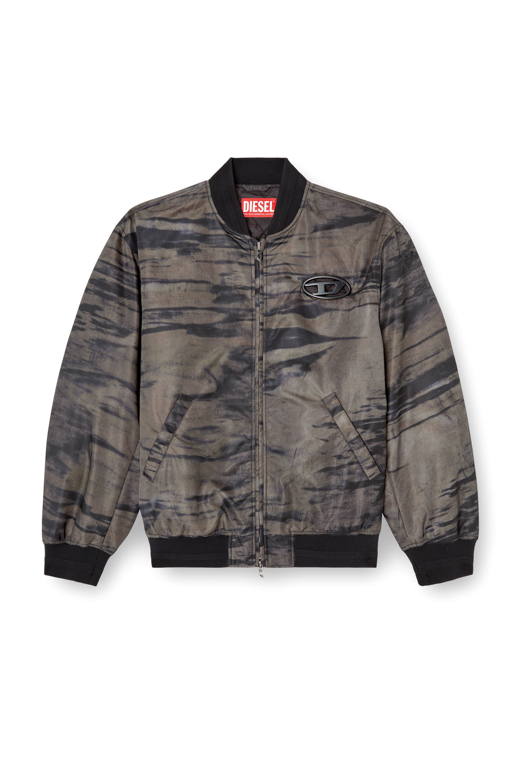 Diesel - J-KEPES-DLBZ, Chaqueta bomber acolchada en satén estampado Hombre in Multicolor - 2