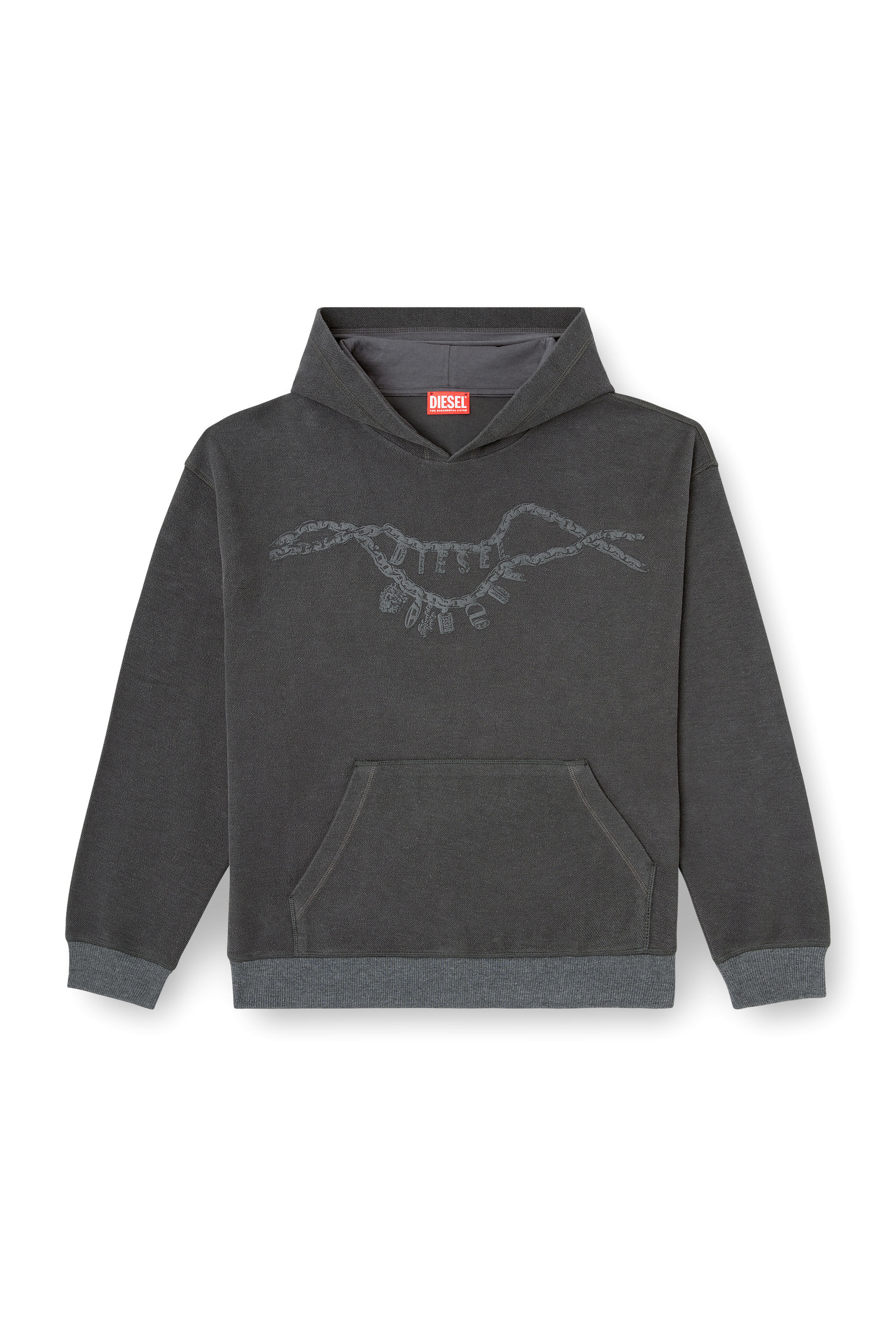 Women's Hoodie with charm necklace print | Grey | Diesel