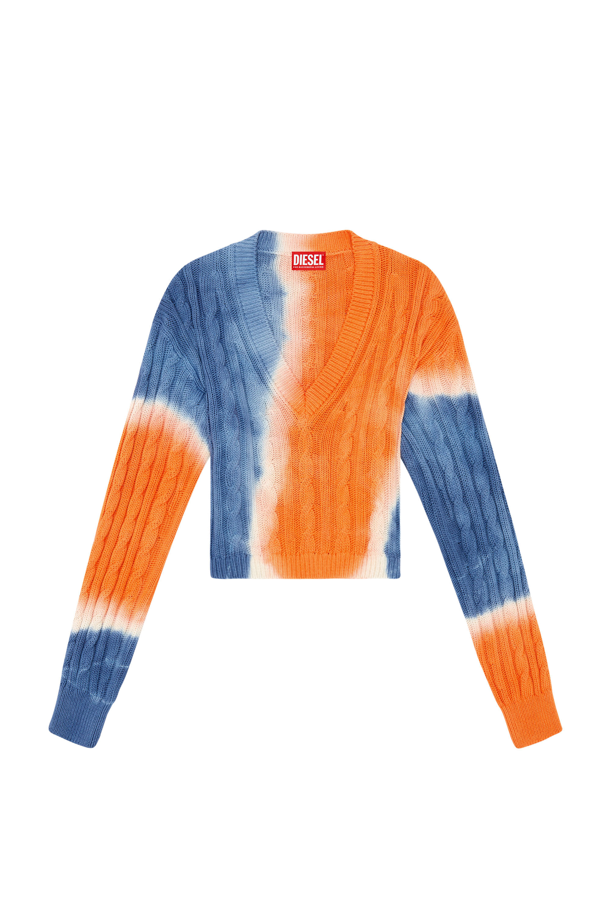 Women's Tie-dye jumper in cable-knit cotton | Multicolor | Diesel