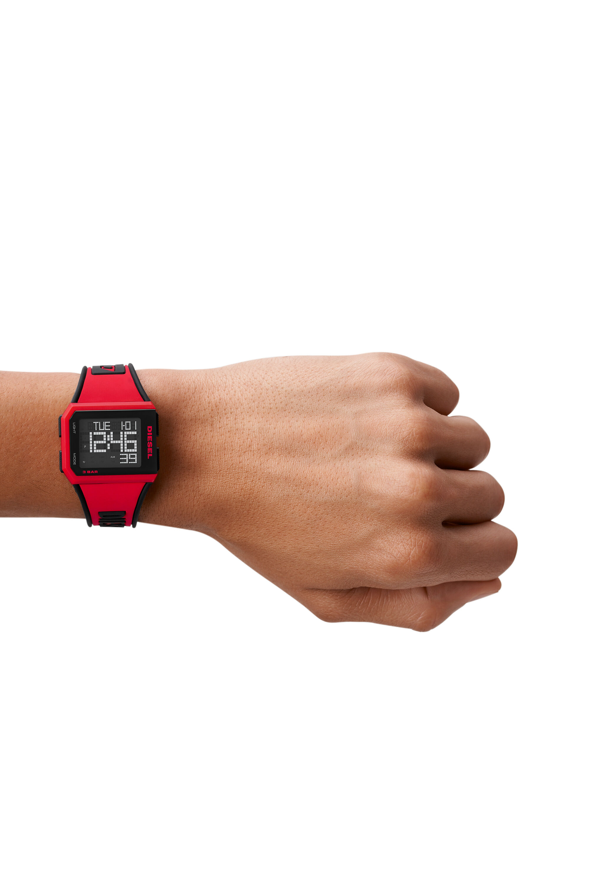 DZ1923 : Chopped Digital Red Silicone Watch | Diesel