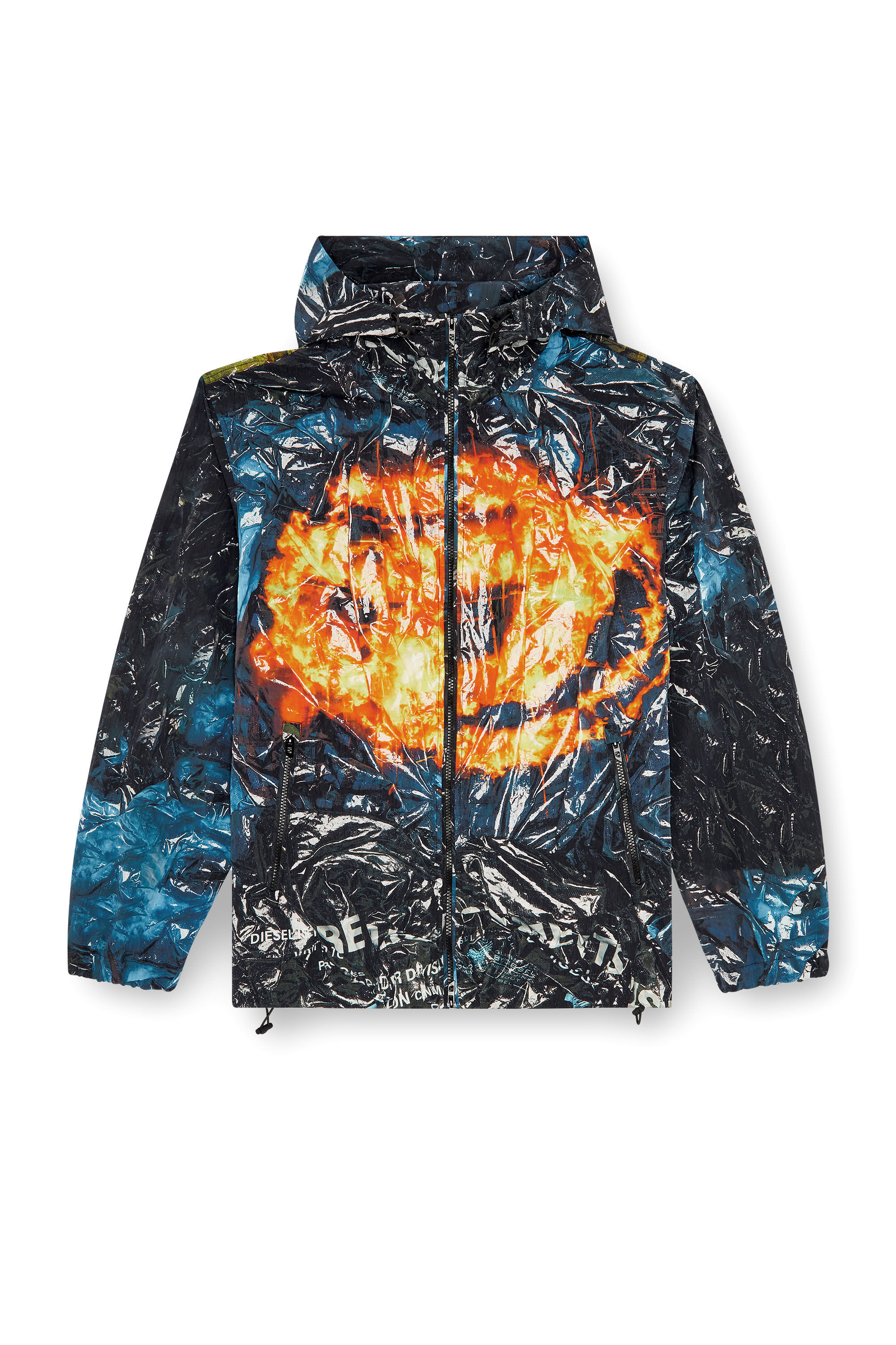 Men's Hooded windbreaker with poster print | Multicolor | Diesel