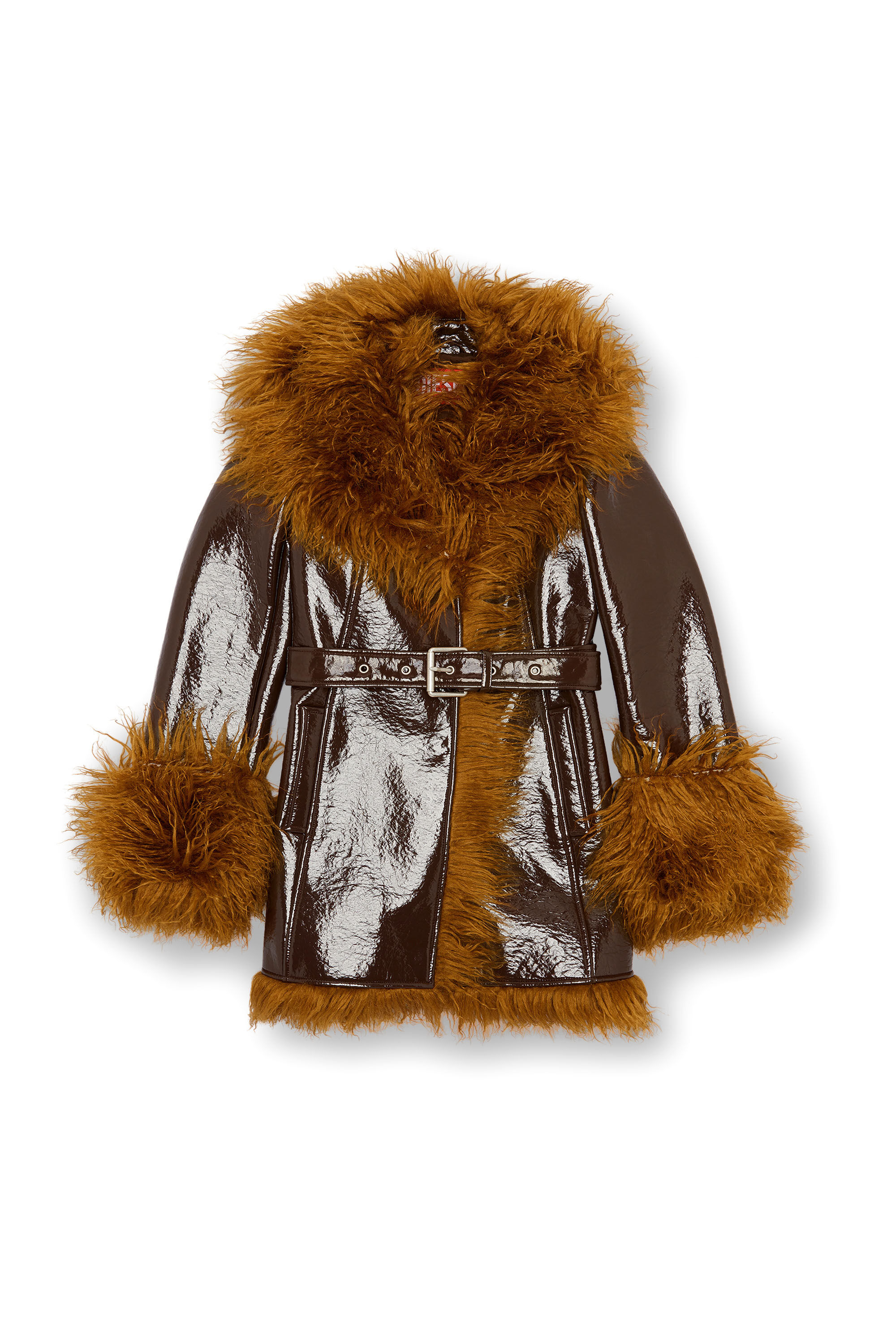 【海外限定】 Coated Women's trench Diesel | Brown | trims shaggy with coat ジャケット・アウター