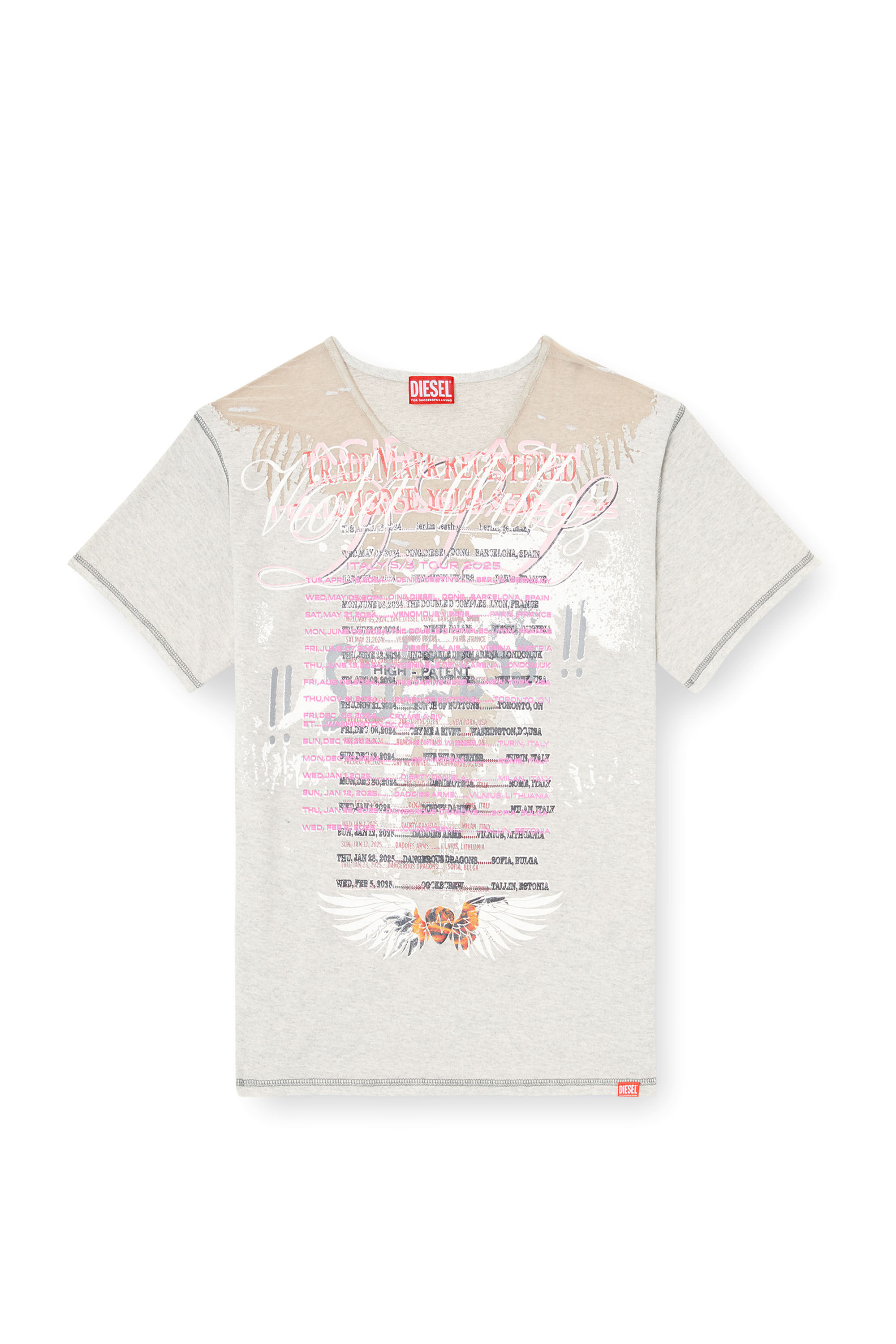 新作♪【DIESEL】Crew neck T-shirt with lyrics print Tシャツ Women's T-shirt with lyrics print | White | Diesel