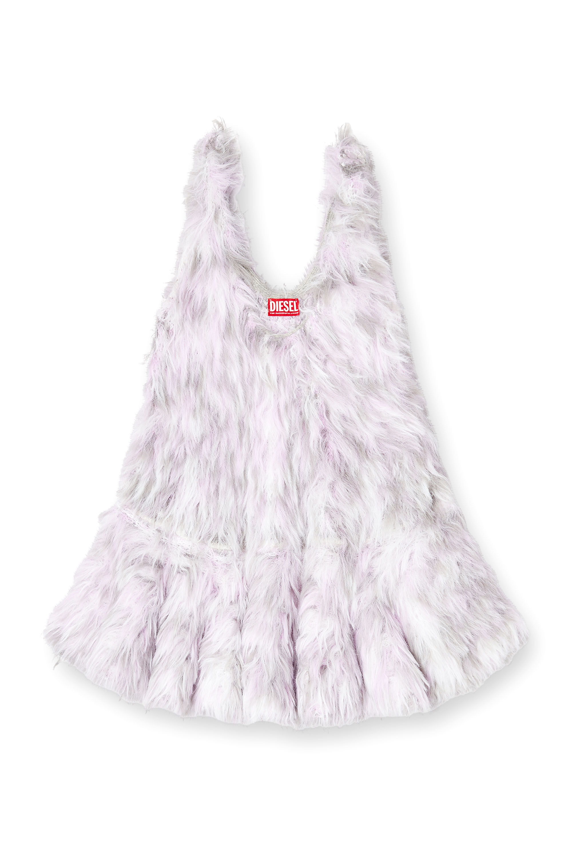 Diesel - M-ASTRID, Mini vestido en tejido de punto jacquard peludo Mujer in Blanco - 2