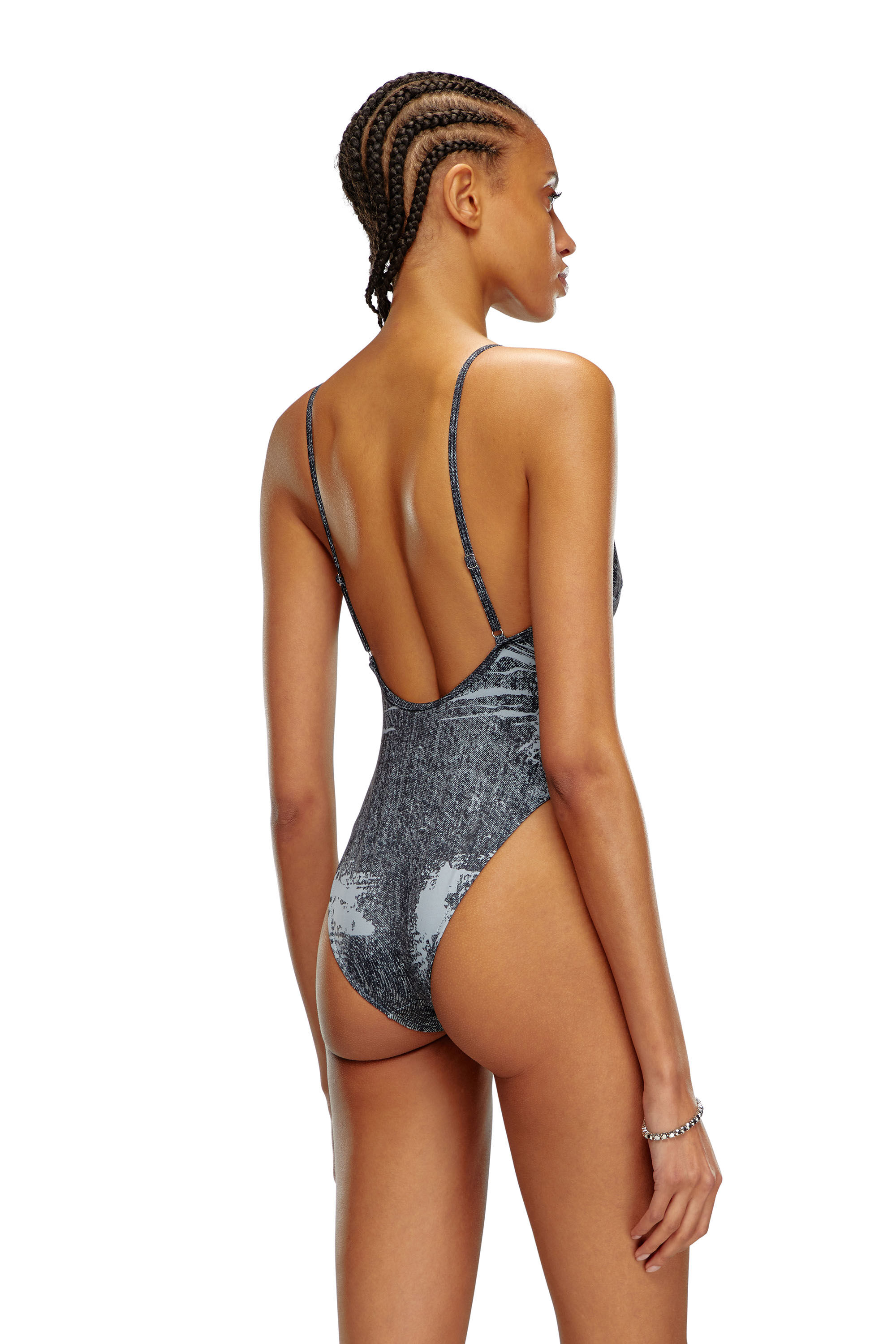 Diesel - BFSW-DENIM-BODY, Woman Swimsuit with denim print in Black - Image 2