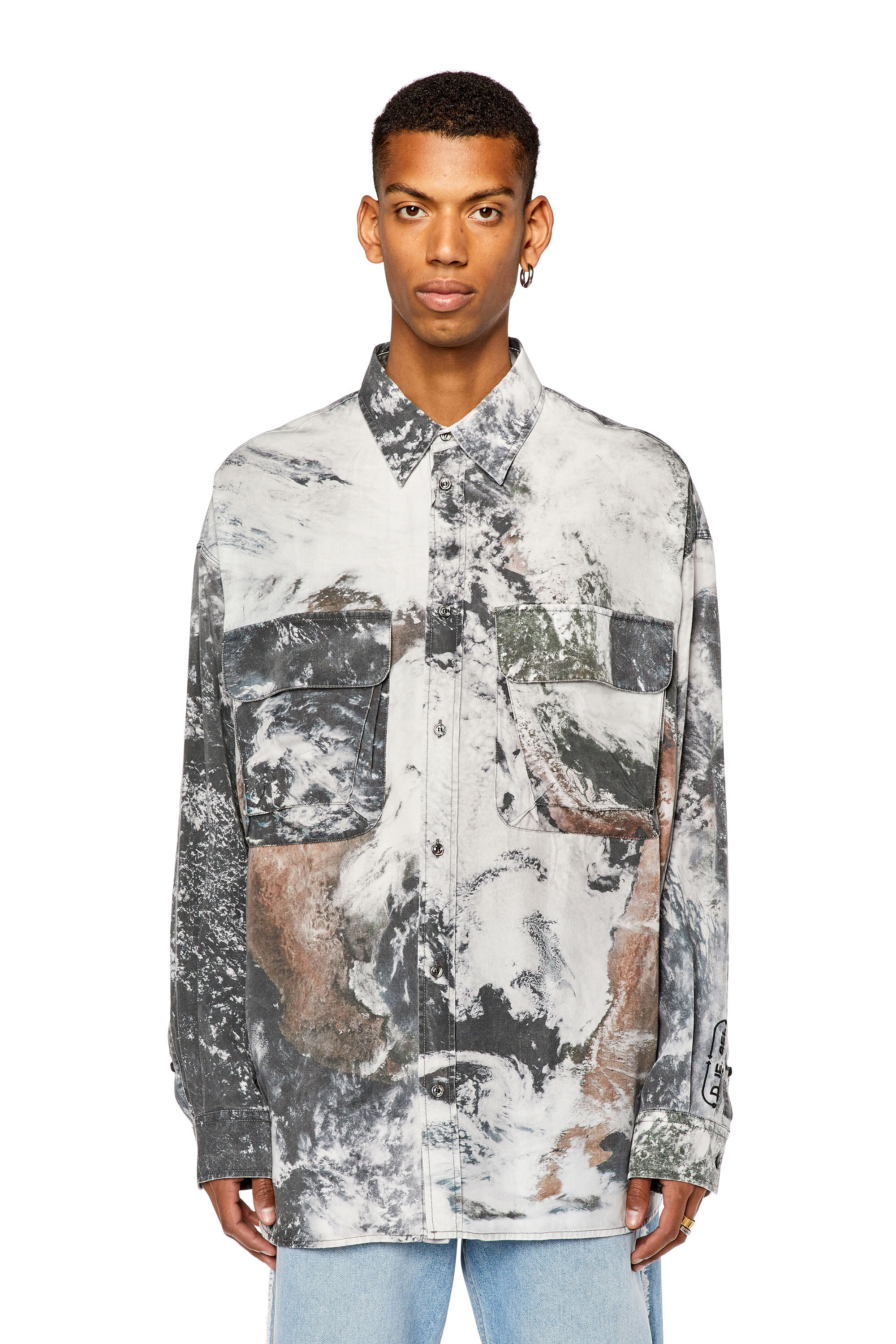 Men's Twill shirt with Planet print | S-DEWNY-CMF Diesel