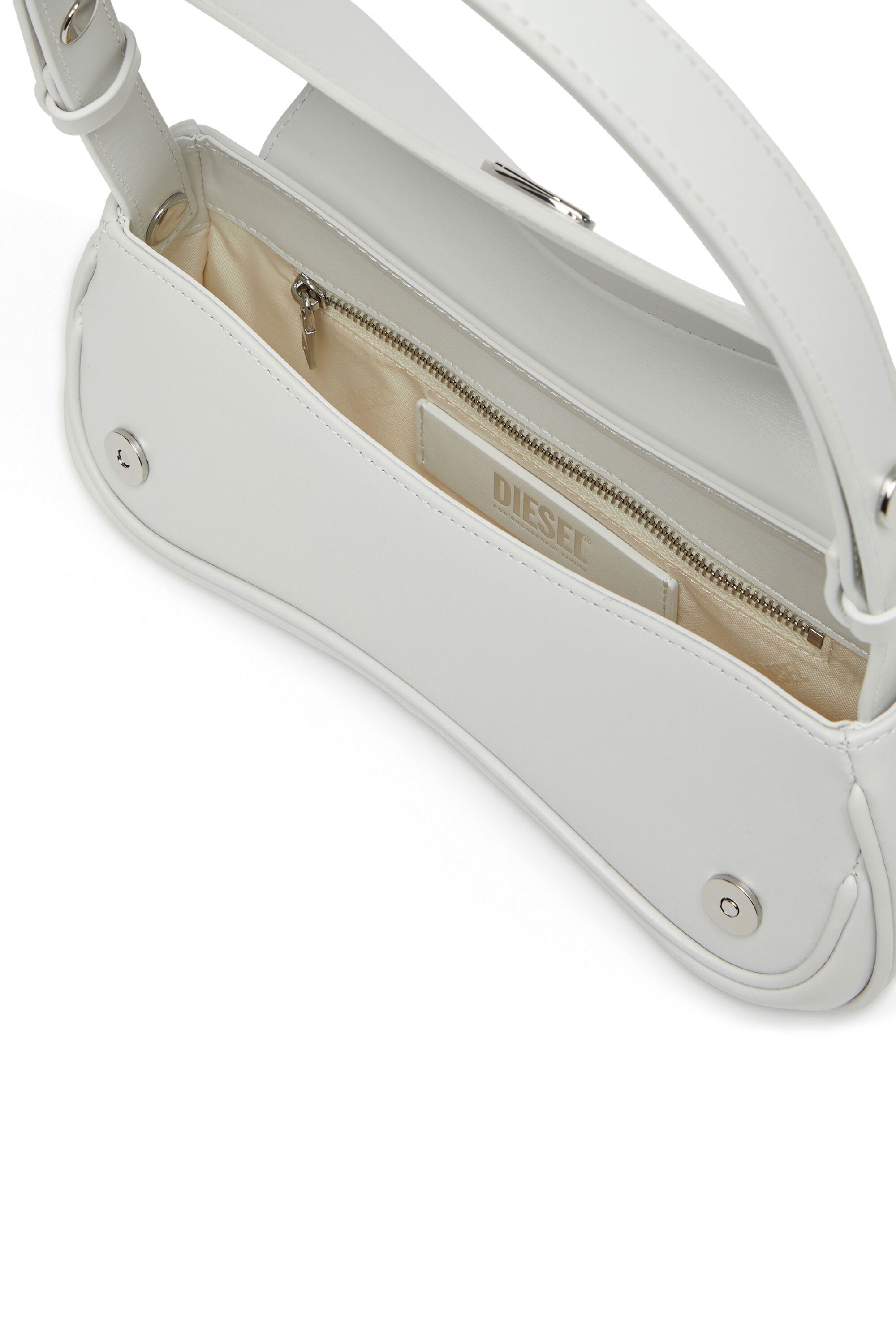 Diesel - PLAY CLUTCH, Play-Bolso de hombro de cuero semibrillante Mujer in Blanco - 2