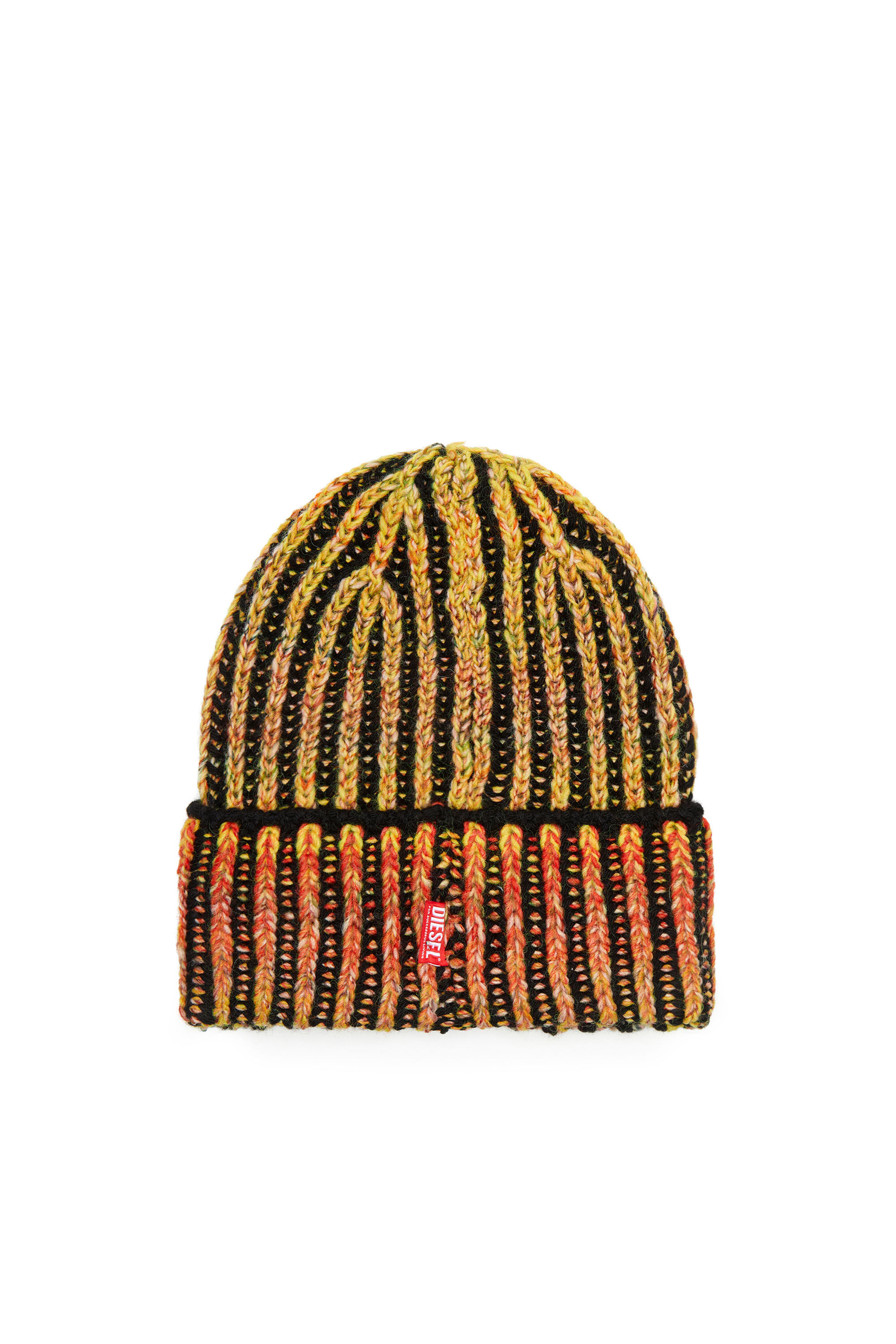 Women's Ribbed beanie with dégradé neon stripes | Multicolor | Diesel