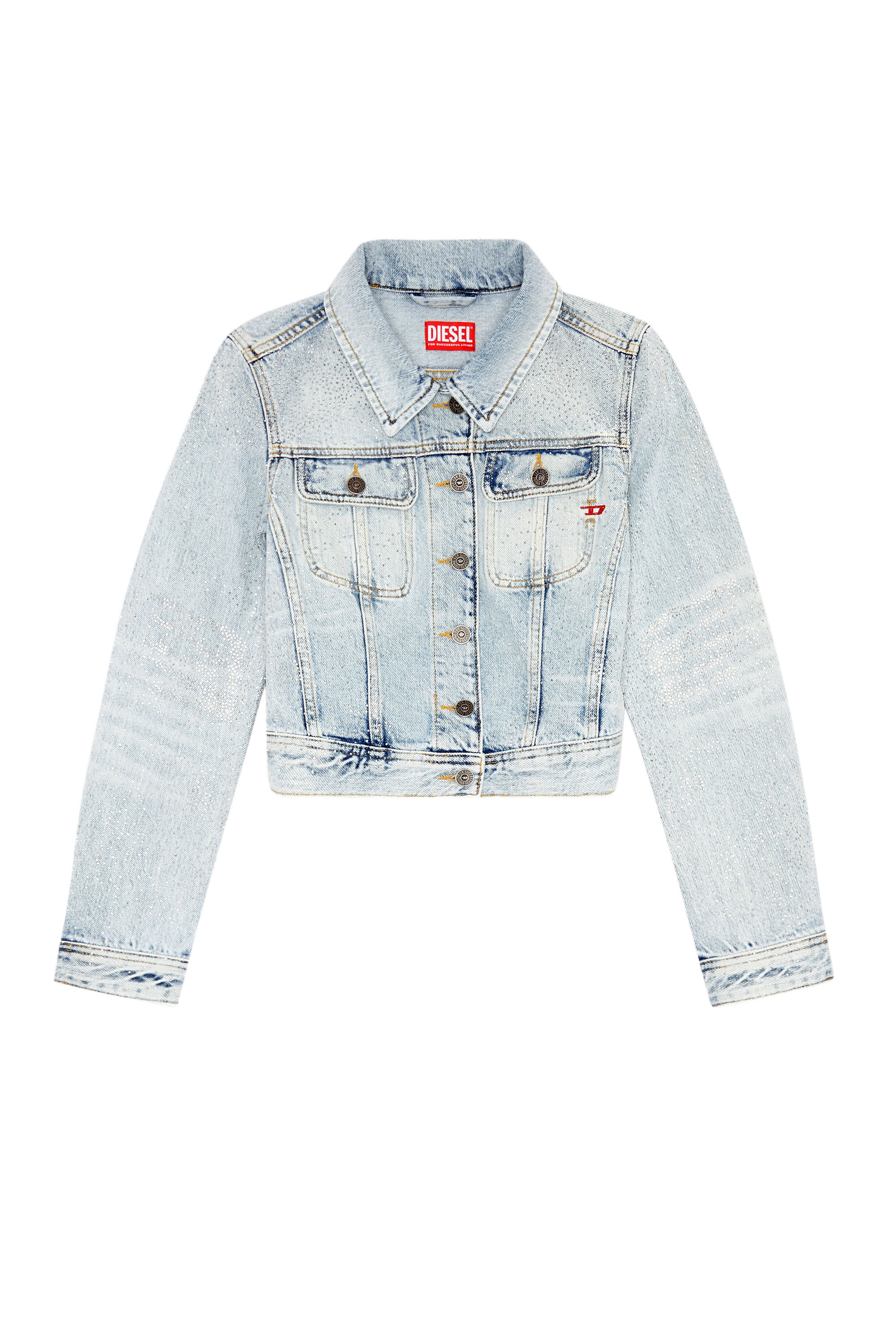 Women's Trucker jacket in micro-crystal Denim | Blue | Diesel