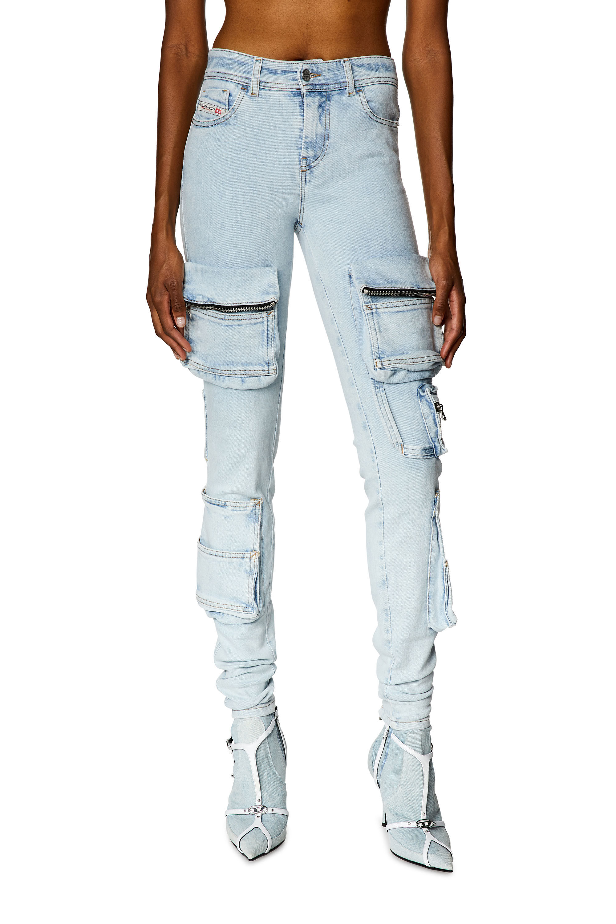 Women's Skinny Cargo Jeans | Light blue | Diesel 1984 Slandy-High