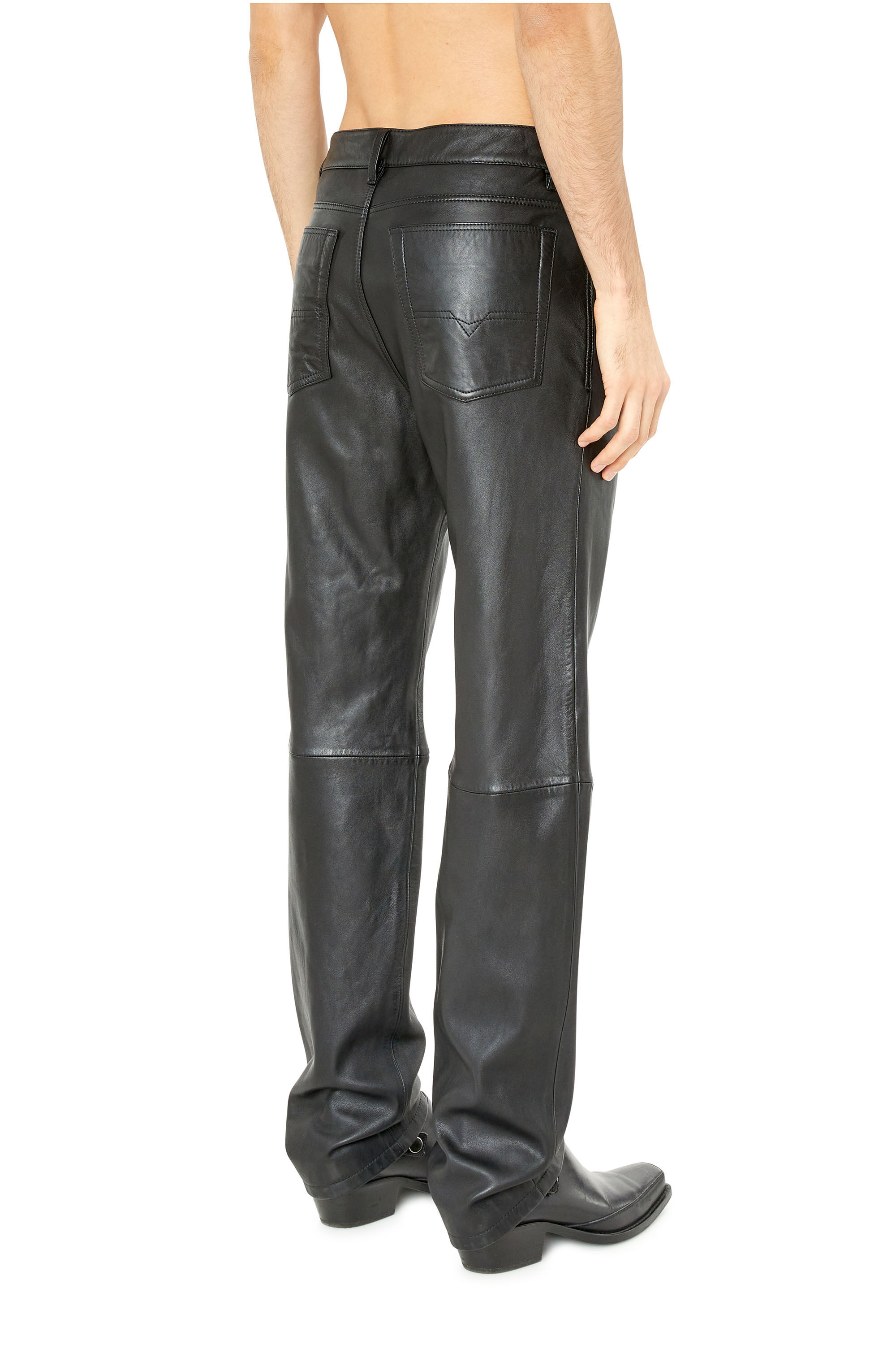 P-METAL Man: Leather pants with logo plaque | Diesel