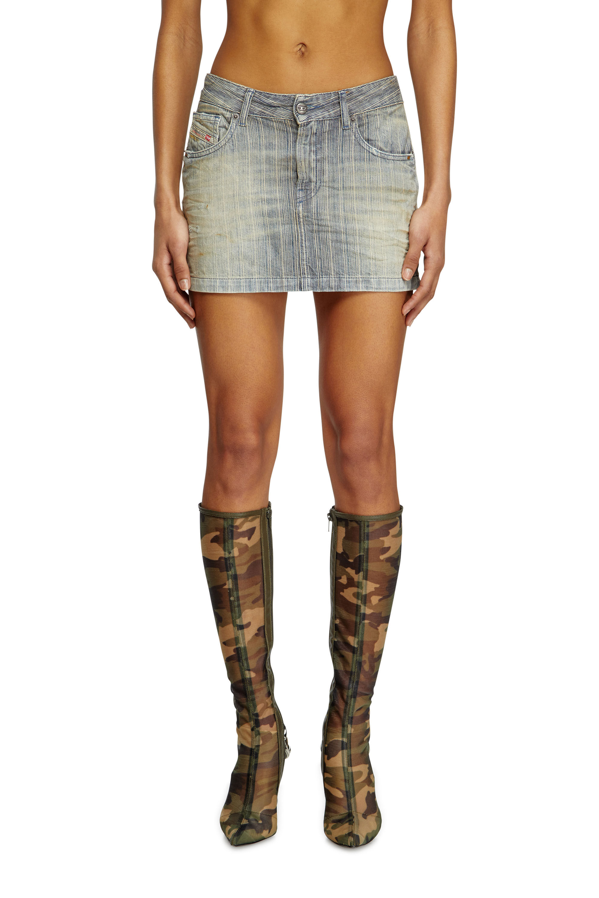 Diesel ディーゼル Black O-Venus Midi Skirt XS Women's Mini skirt in striped indigo denim | Blue | Diesel