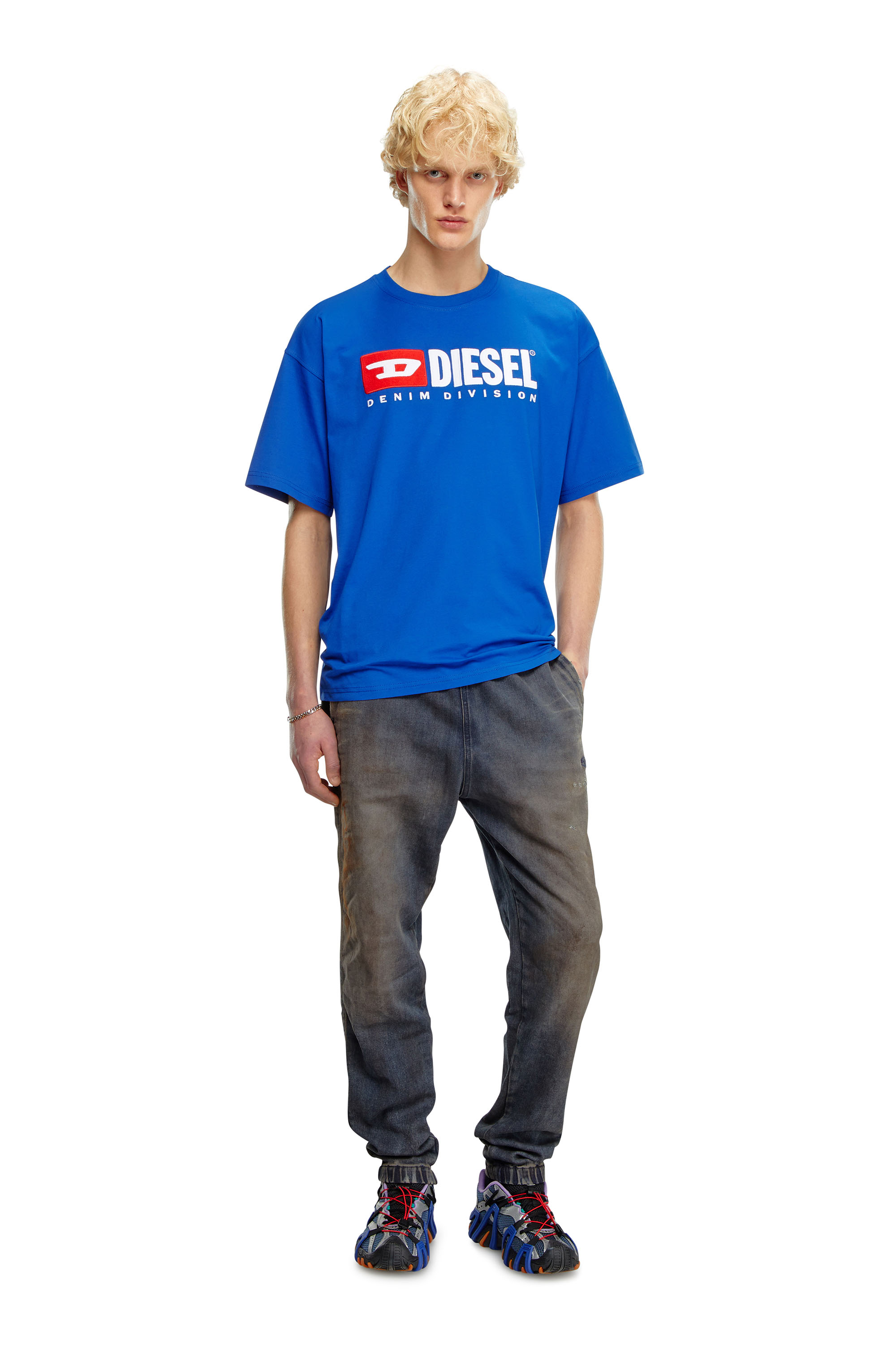Diesel - T-BOXT-DIV, Man T-shirt with Diesel patch logo in Blue - Image 3
