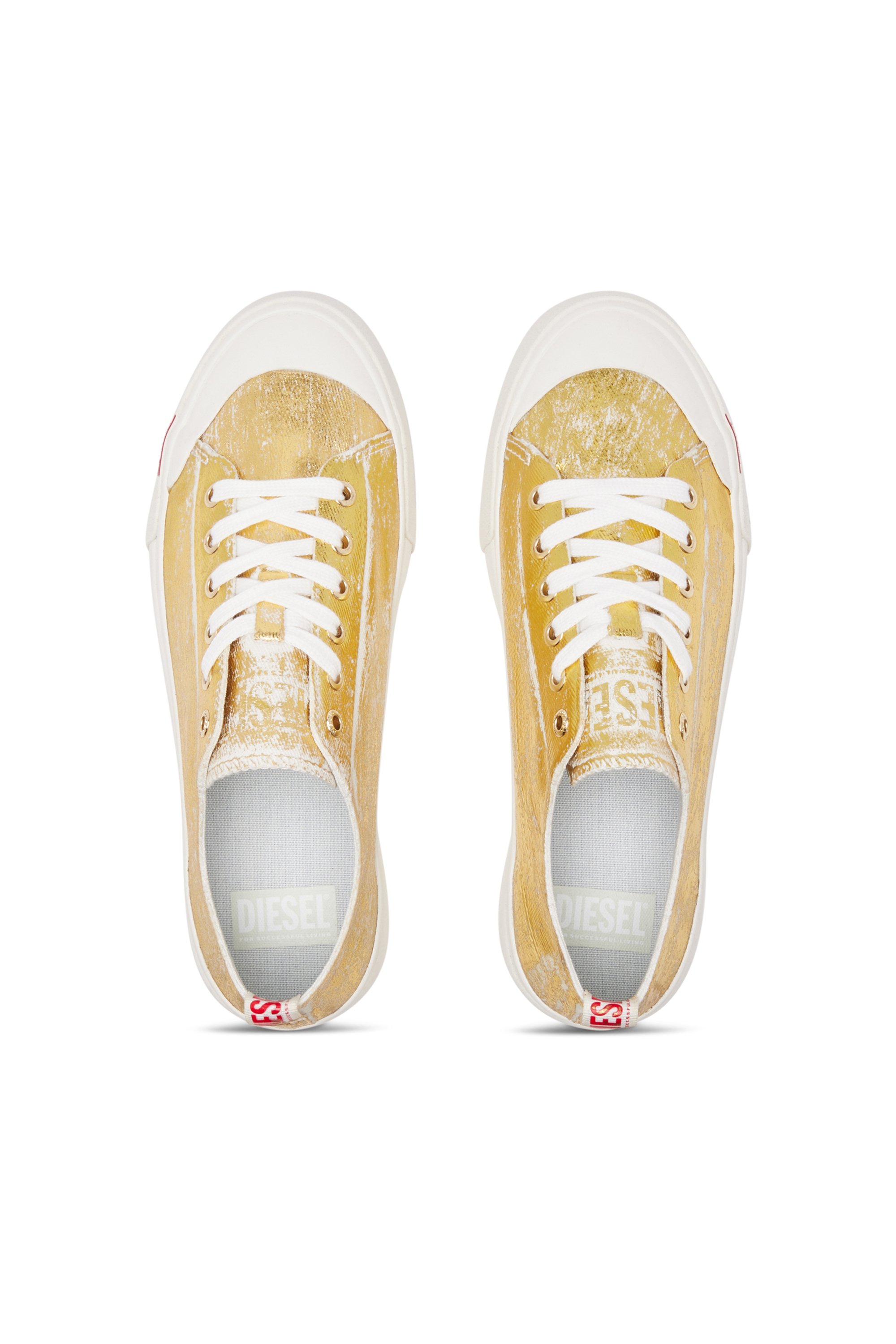 Diesel - S-ATHOS LOW W, Woman S-Athos Low-Distressed sneakers in metallic canvas in Oro - Image 5