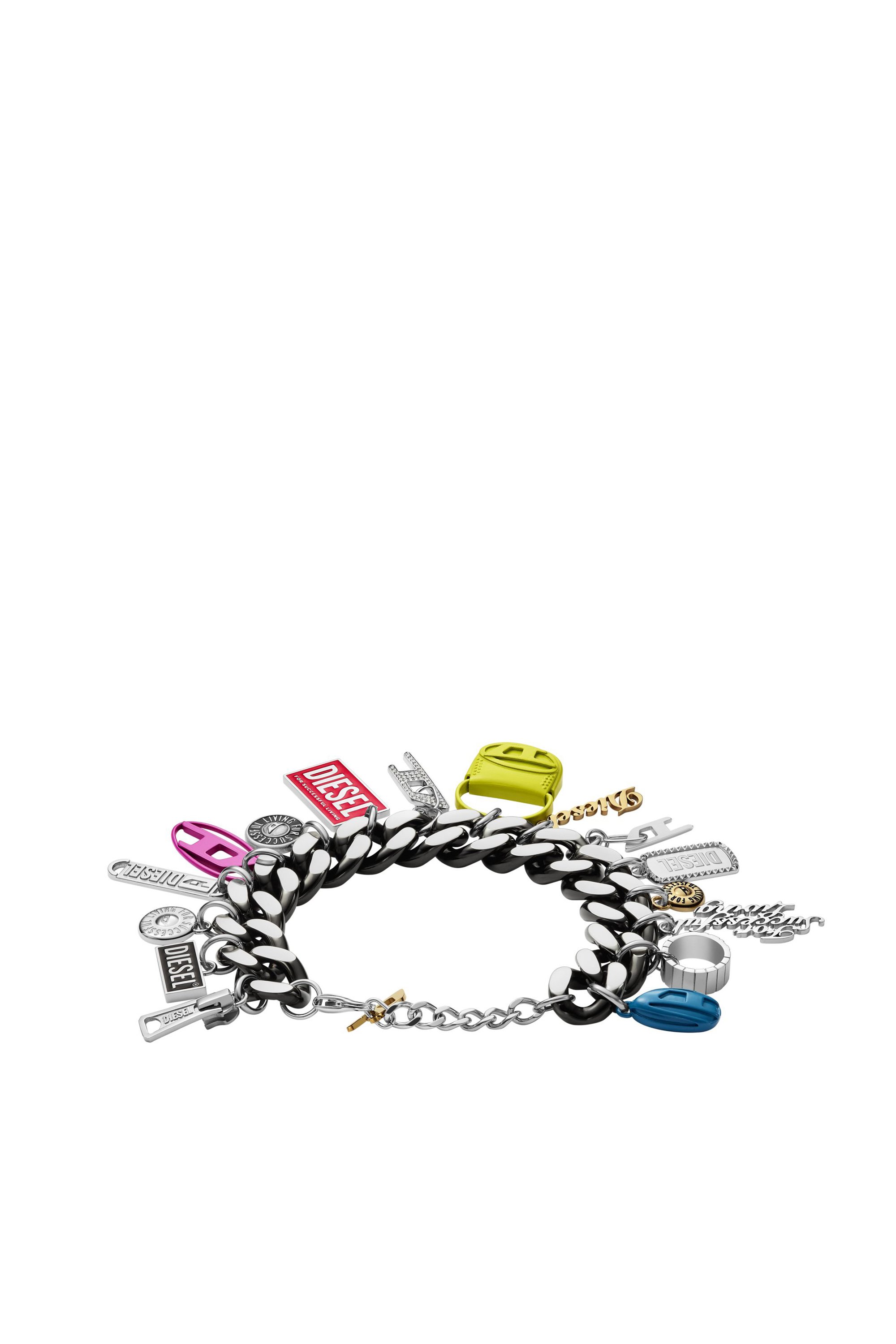 Diesel - DX1524 JEWEL, Unisex Black stainless steel charm chain bracelet in Multicolor - Image 3