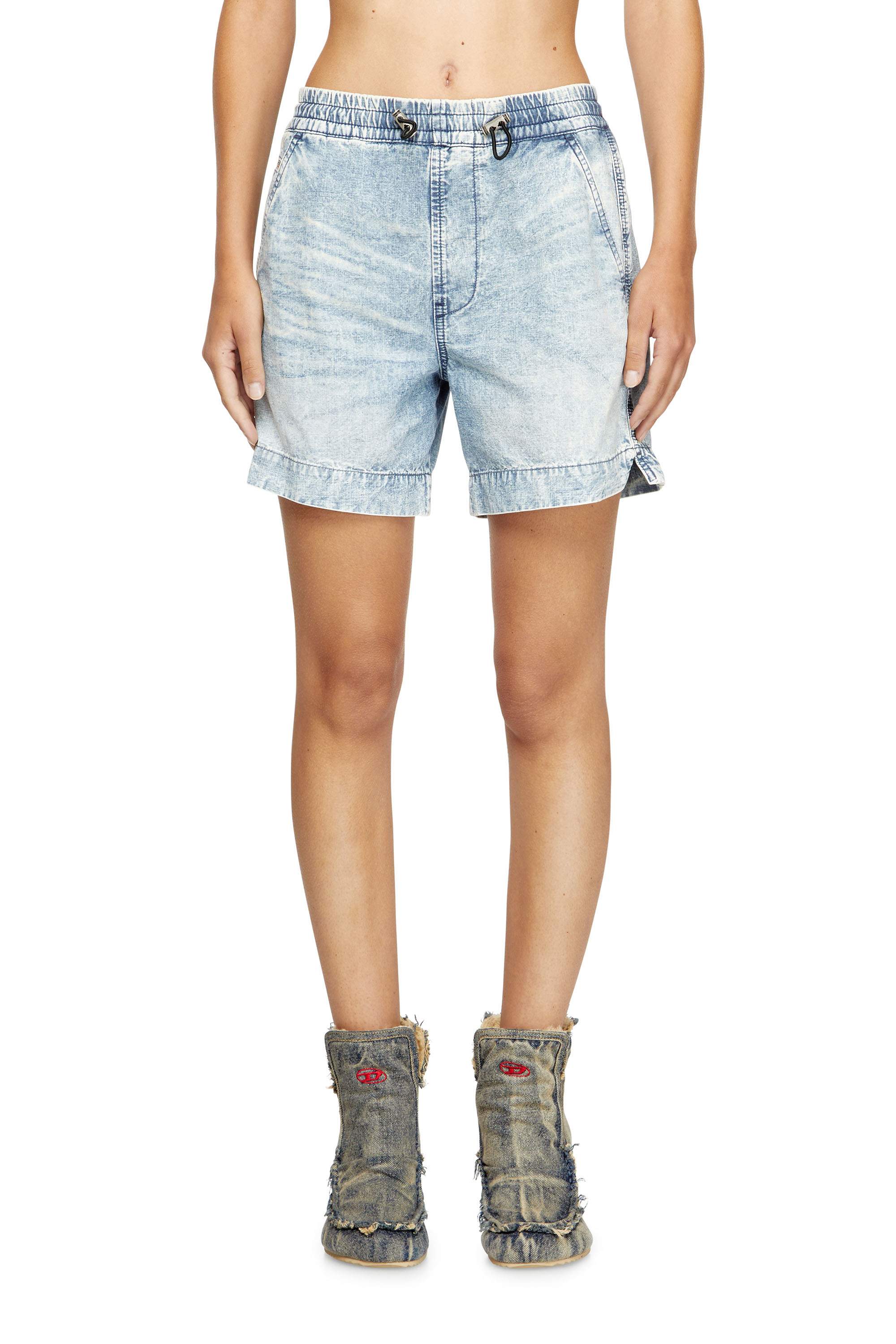 Diesel - D-TENNI-S, Pantalones cortos en denim efecto mármol Unisex in Azul marino - 1