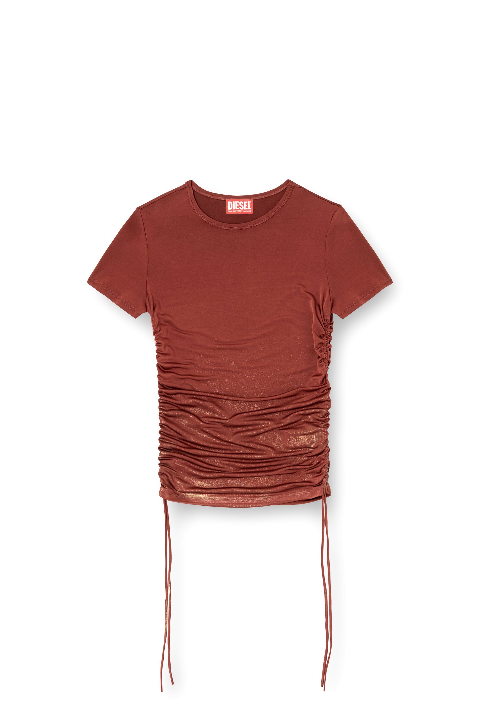 Diesel - T-REY, Woman's Jersey top with drawstring sides in Brown - 4