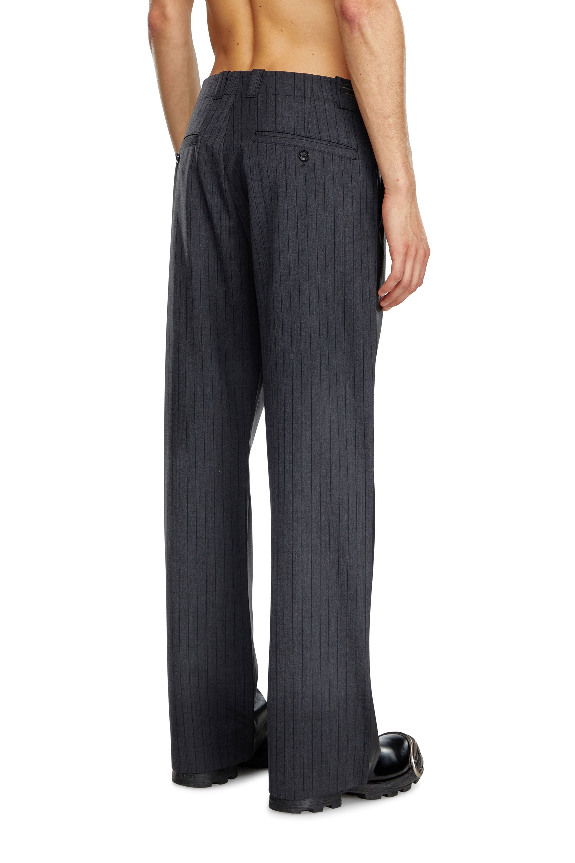 Diesel - P-STANLEY, Man Pinstripe pants with coated front in Black - Image 2
