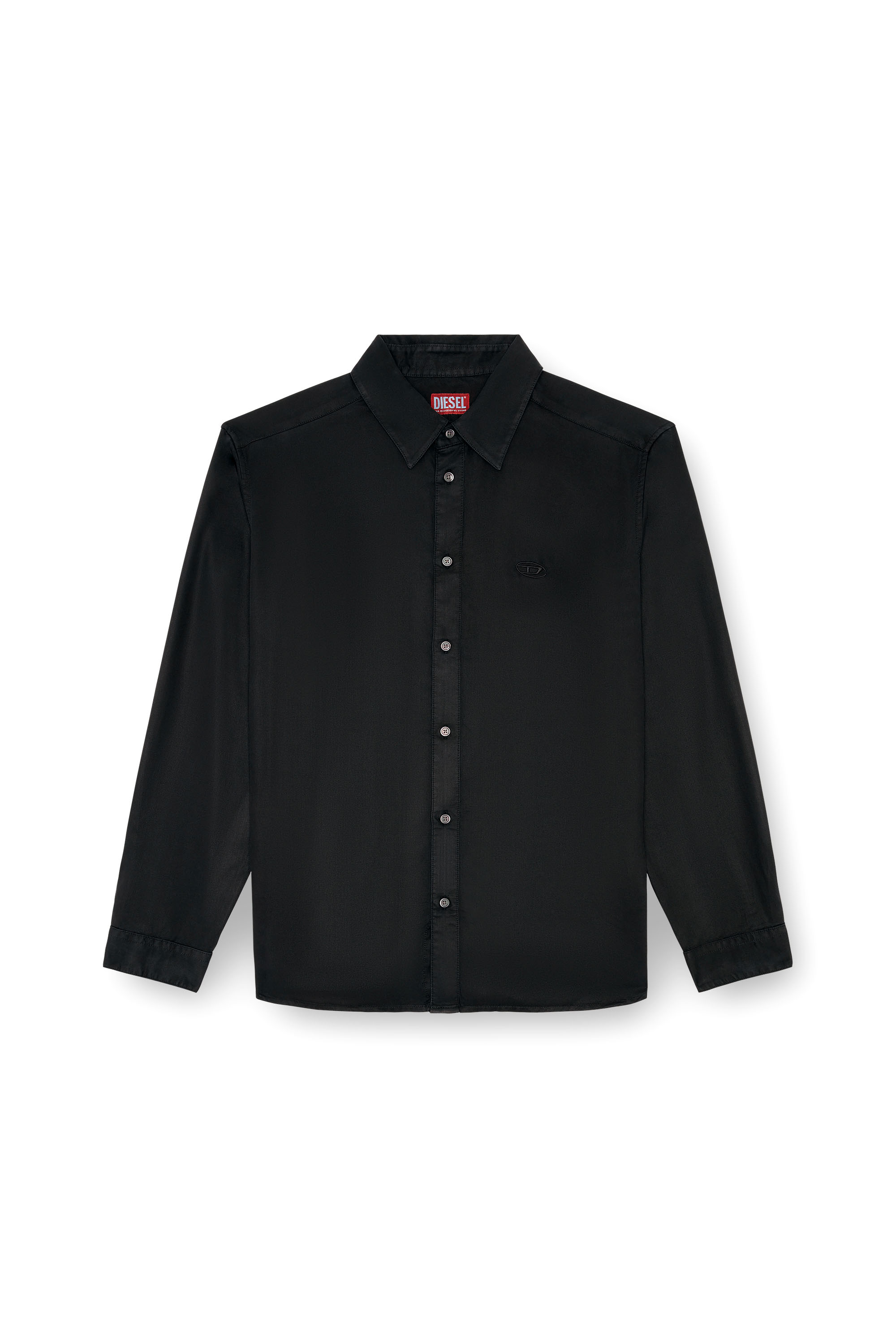 Diesel - S-SIMPLY-C, Man Fluid shirt with logo embroidery in Black - Image 4