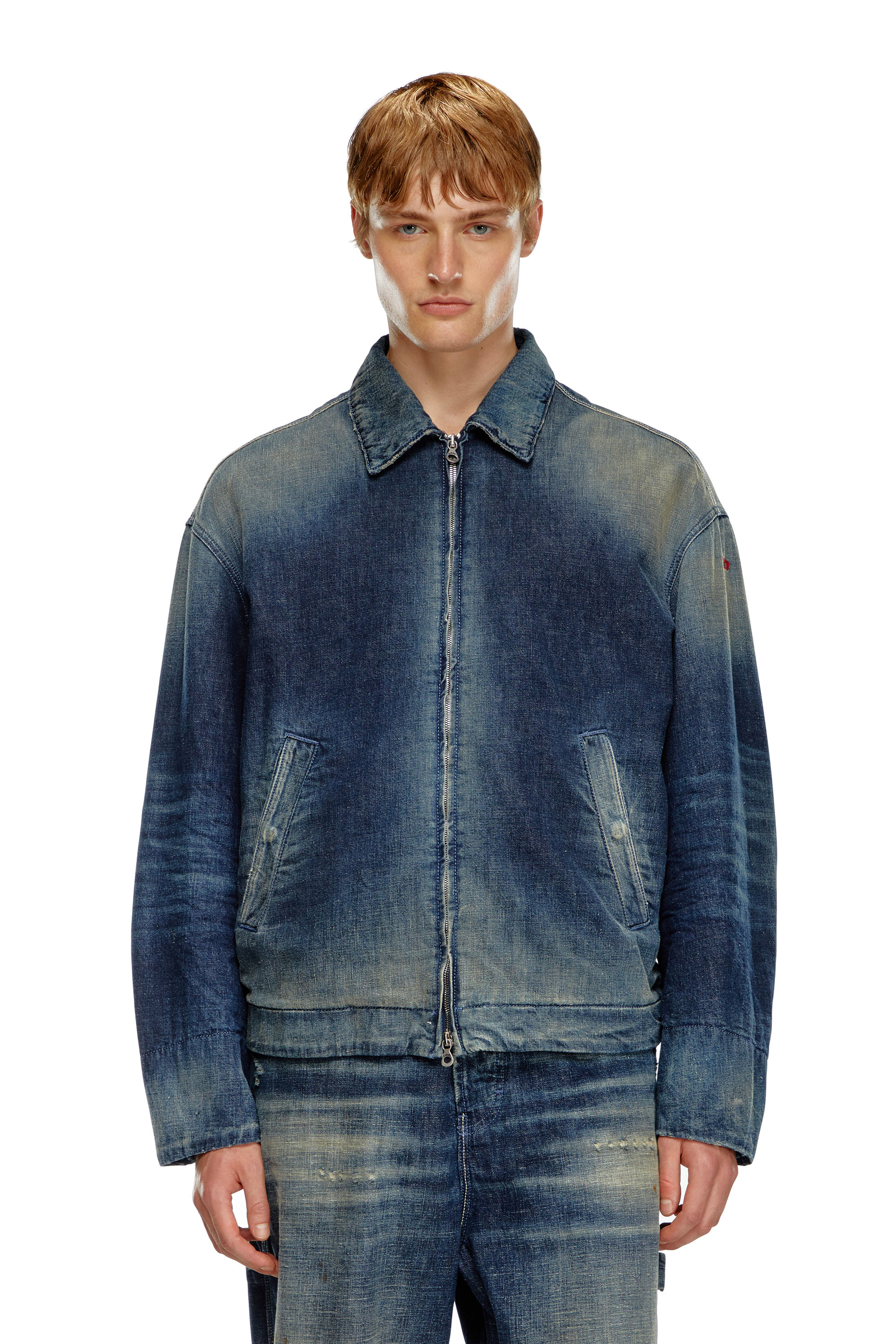 Diesel - D-STACK, Chaqueta acolchada en denim de estilo utility Hombre in Azul marino - 1