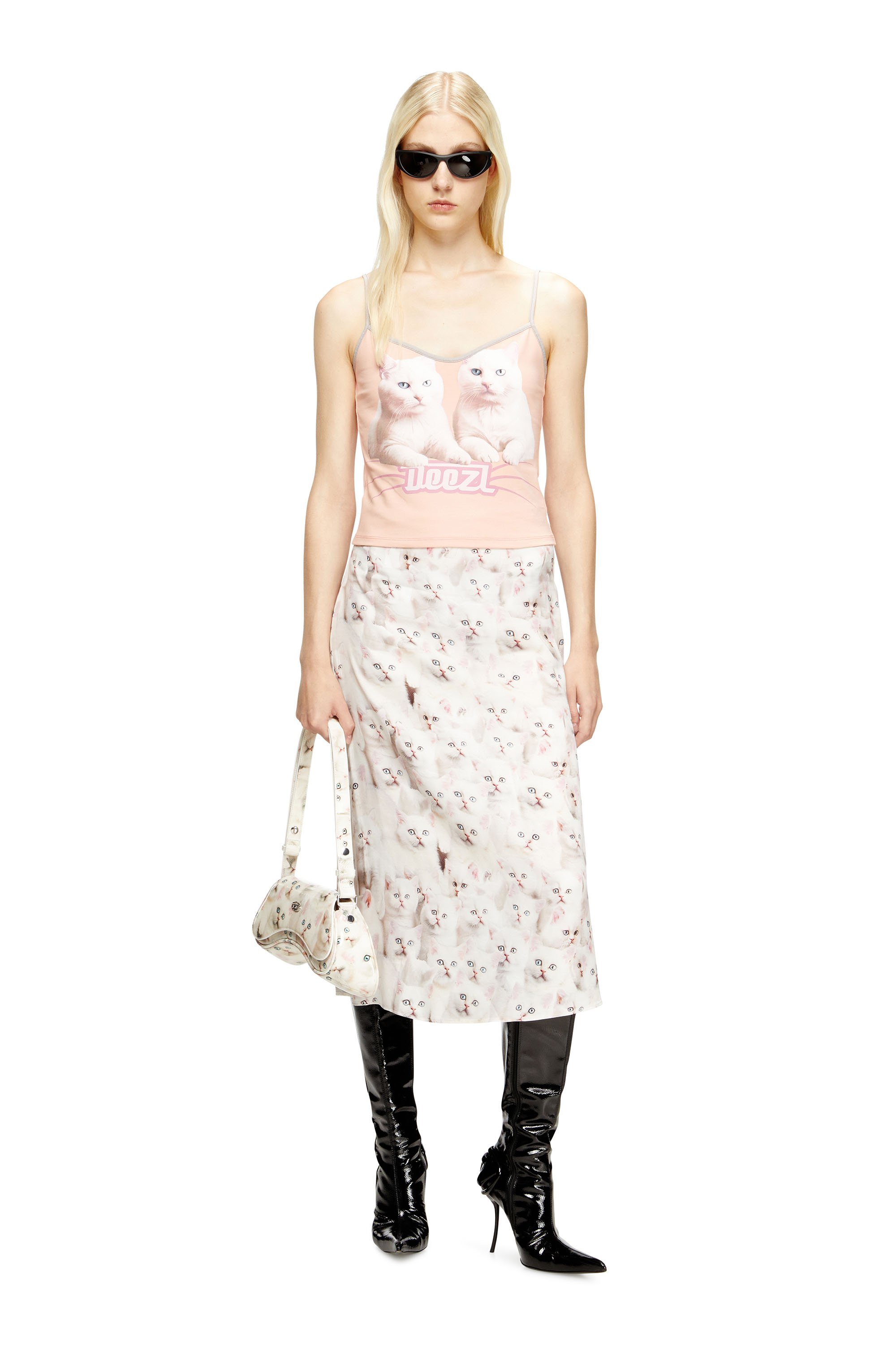 Diesel - T-TOP-R2, Woman's Cotton top with thin straps in Pink - 2