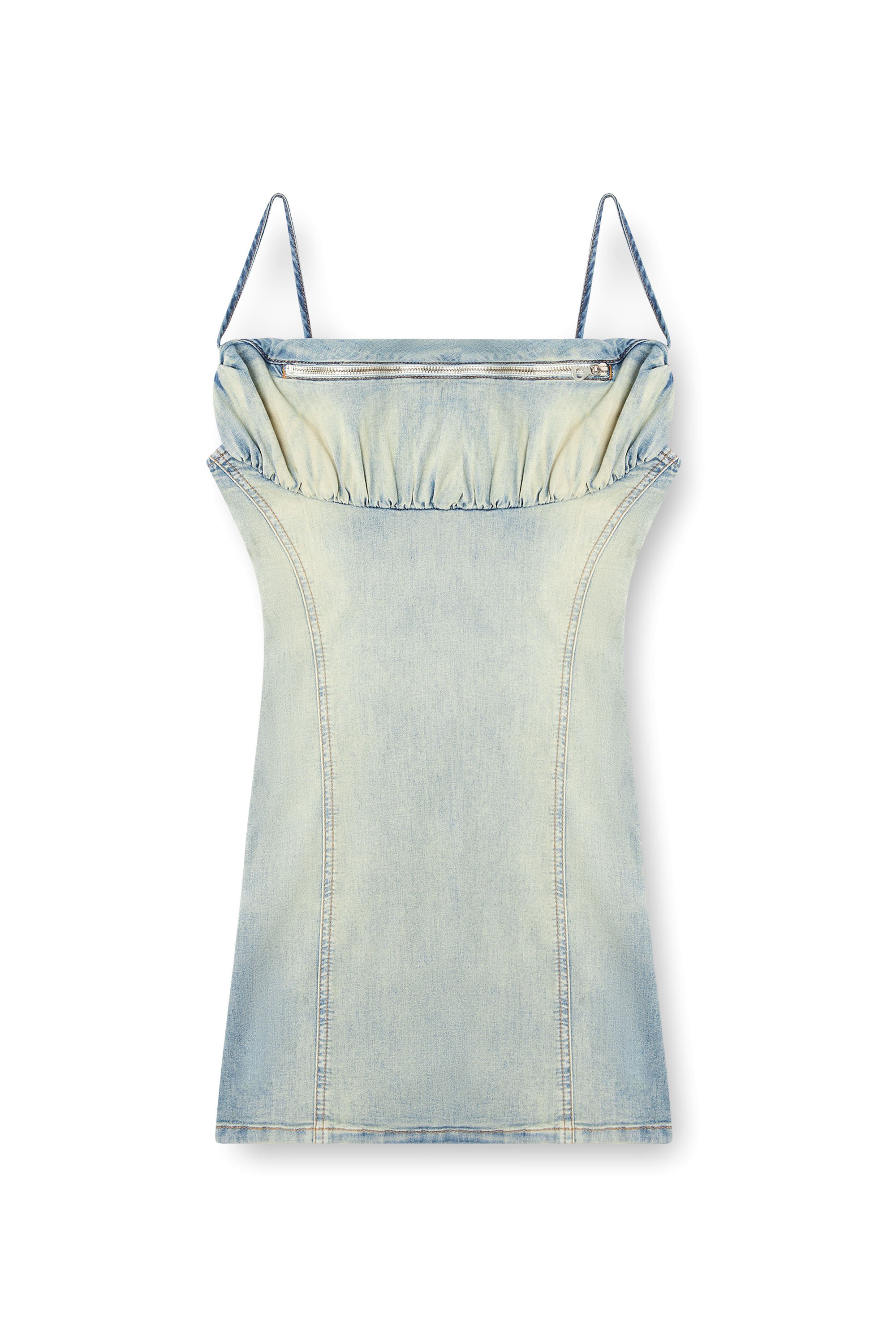 Diesel - DE-ELLIT-S, Vestido denim con detalle de riñonera Mujer in Azul marino - 5