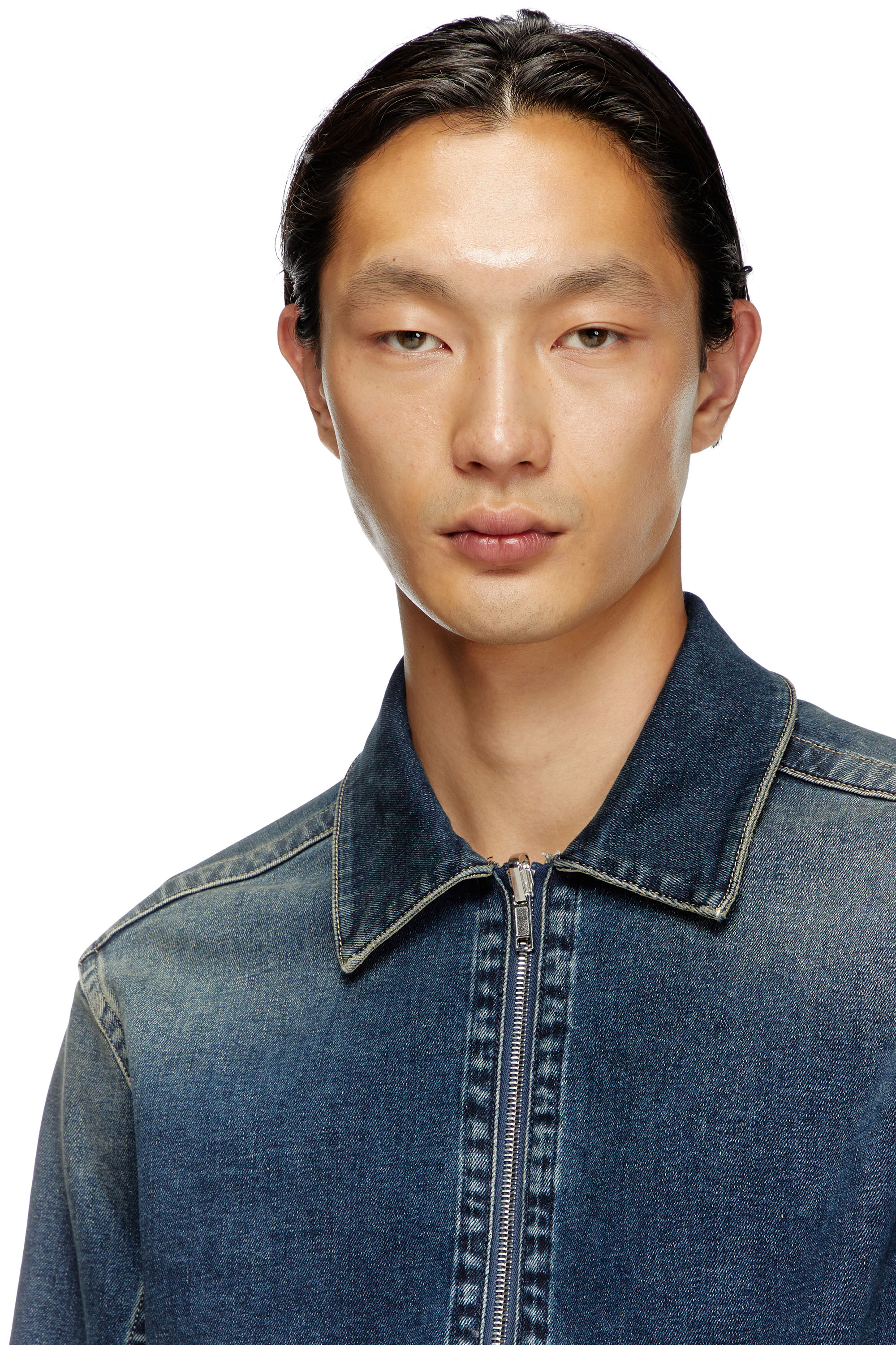 Diesel - D-SIMPLY-RE, Man's Zipped shirt in Rehab denim in Dark Blue - 4