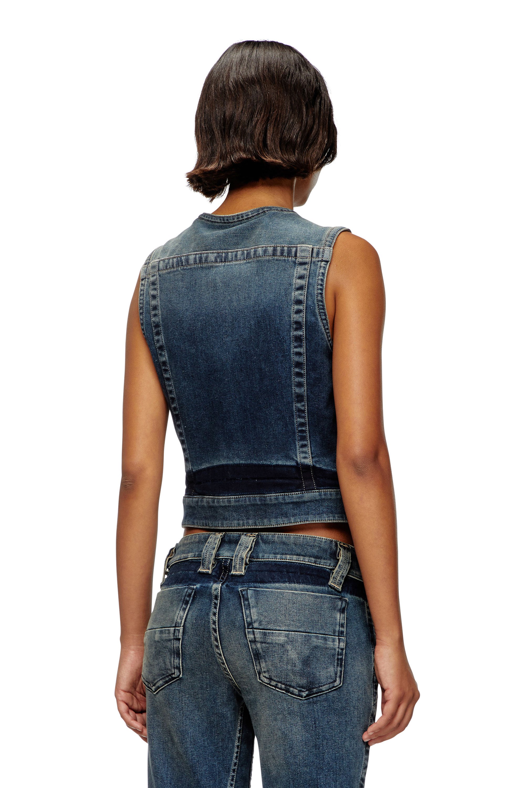 Diesel - DE-PROOF-RE, Woman's Zipped top in Rehab denim in Dark Blue - 3