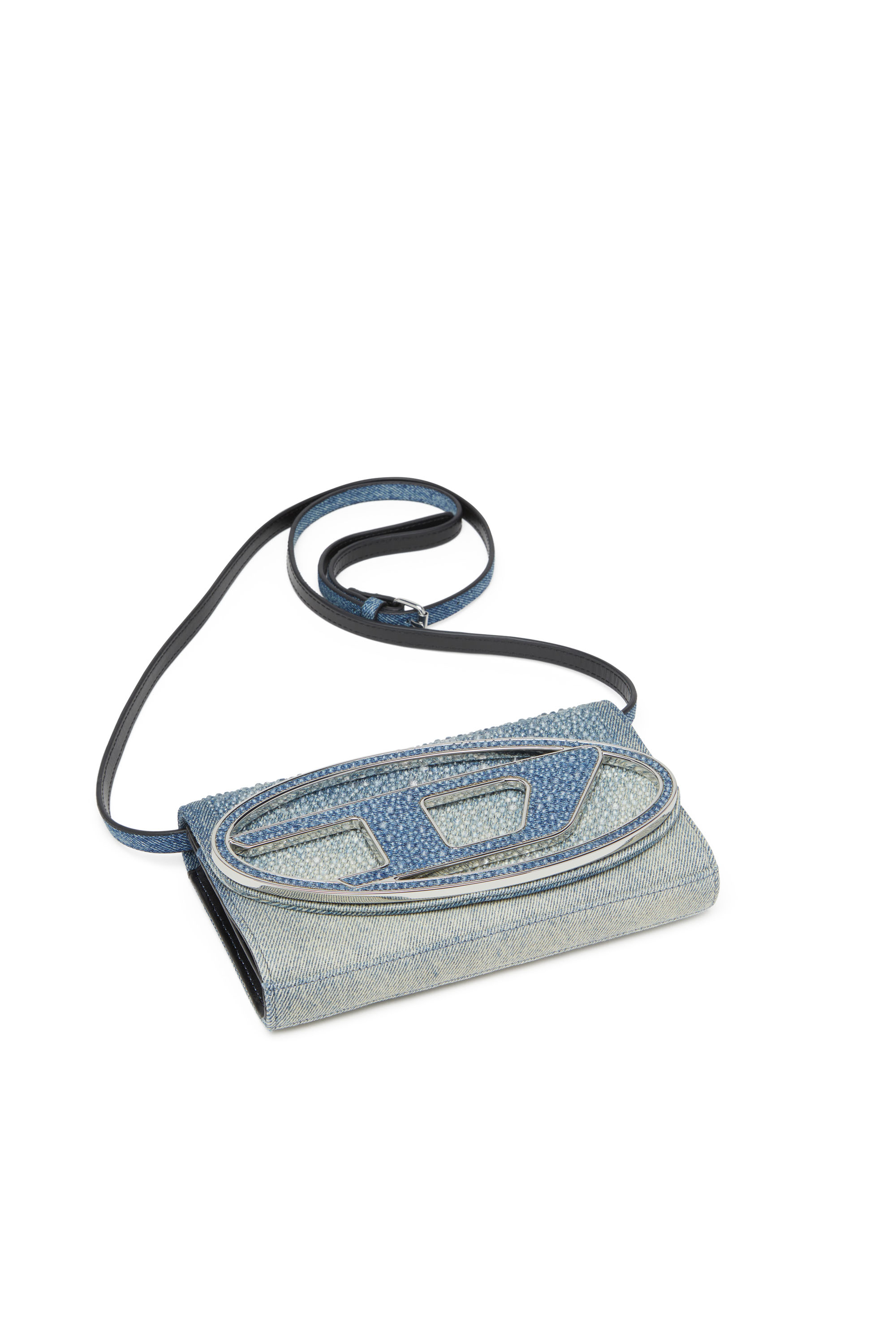Diesel - 1DR WALLET STRAP, Woman Wallet purse in crystal denim in Blue - Image 5