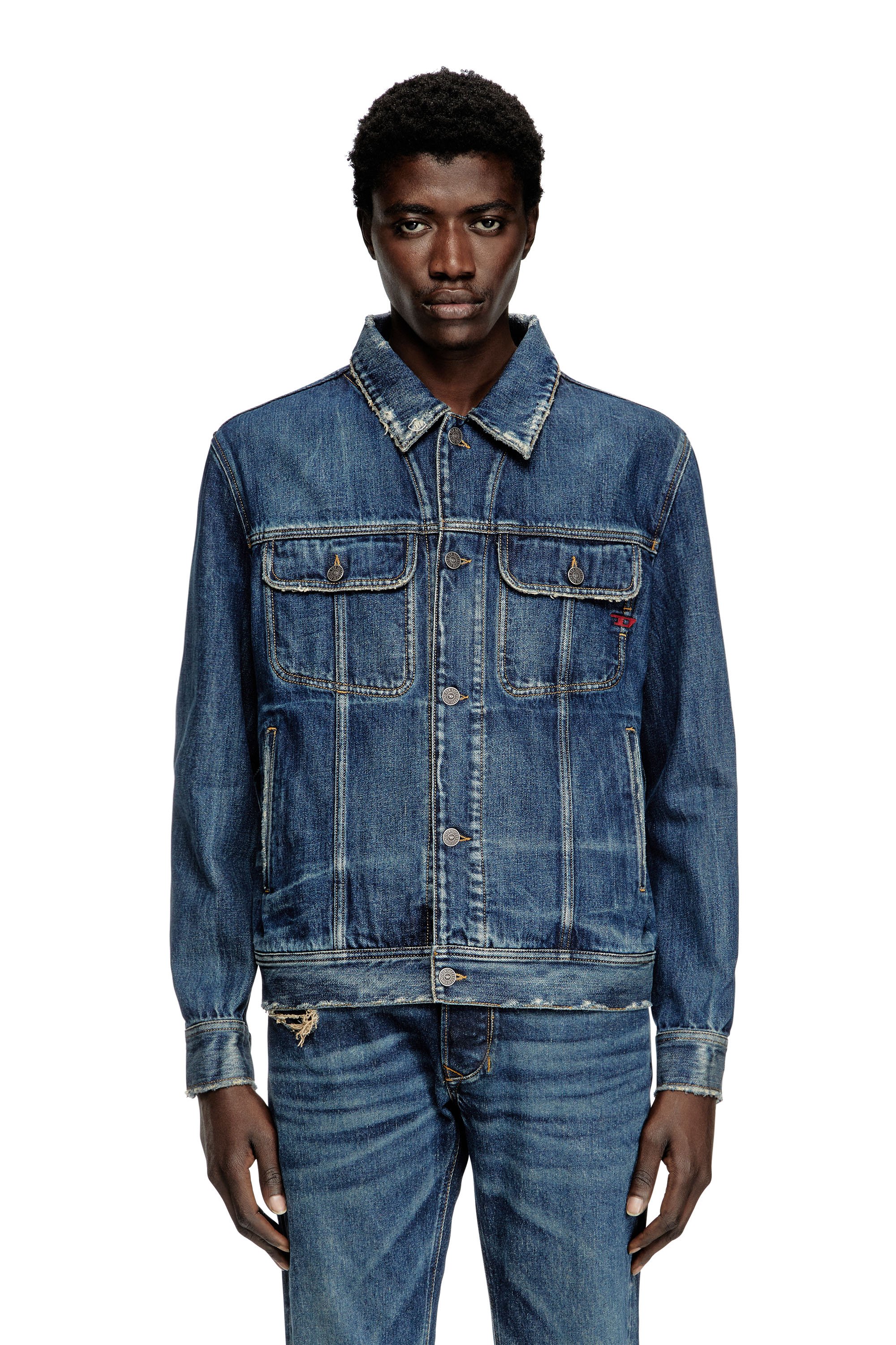 Diesel - D-BARCY, Chaqueta trucker de fit regular Hombre in Azul marino - 1