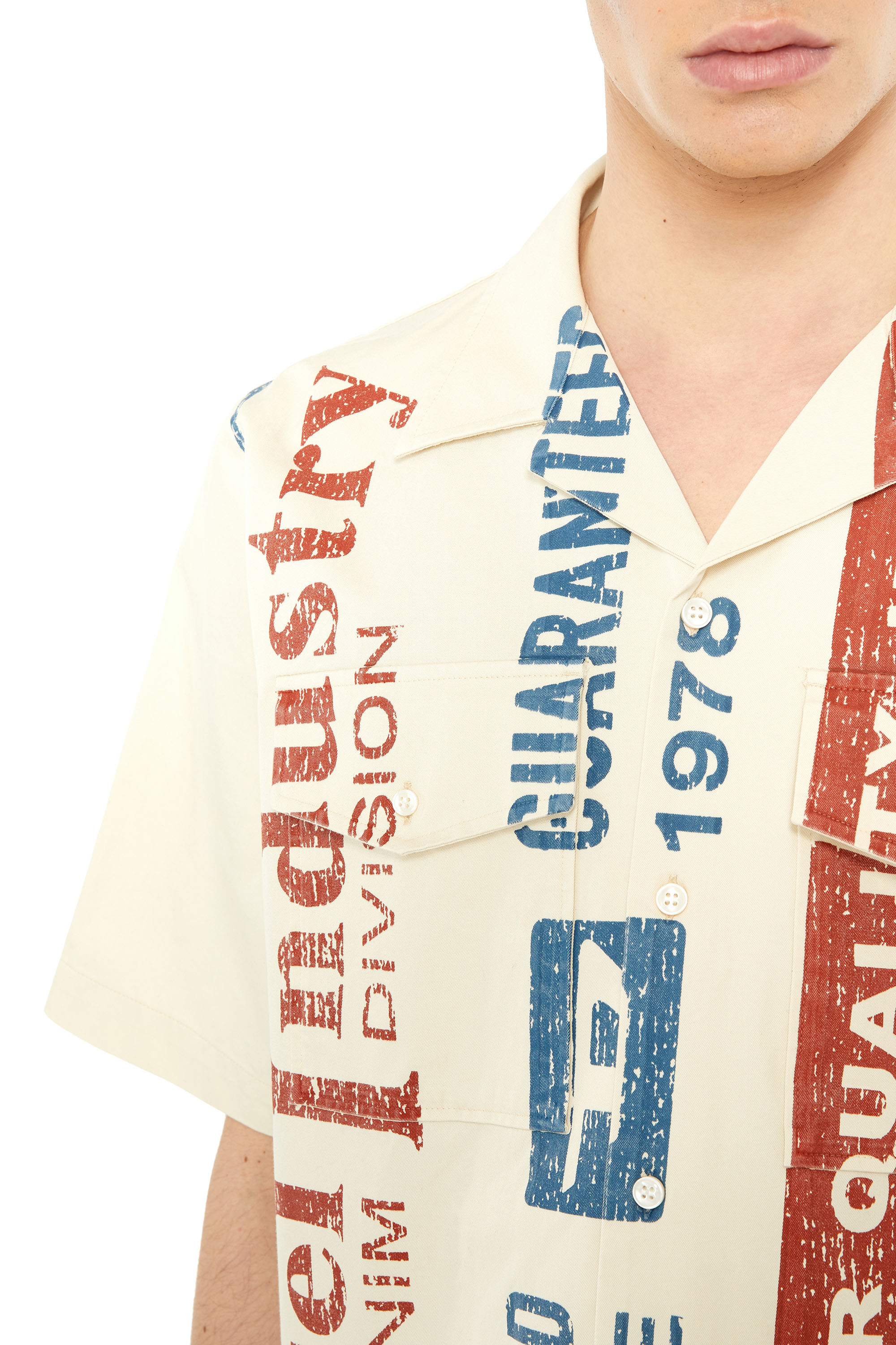 S-MAC-22-A Man: Bowling shirt with maxi label print | Diesel