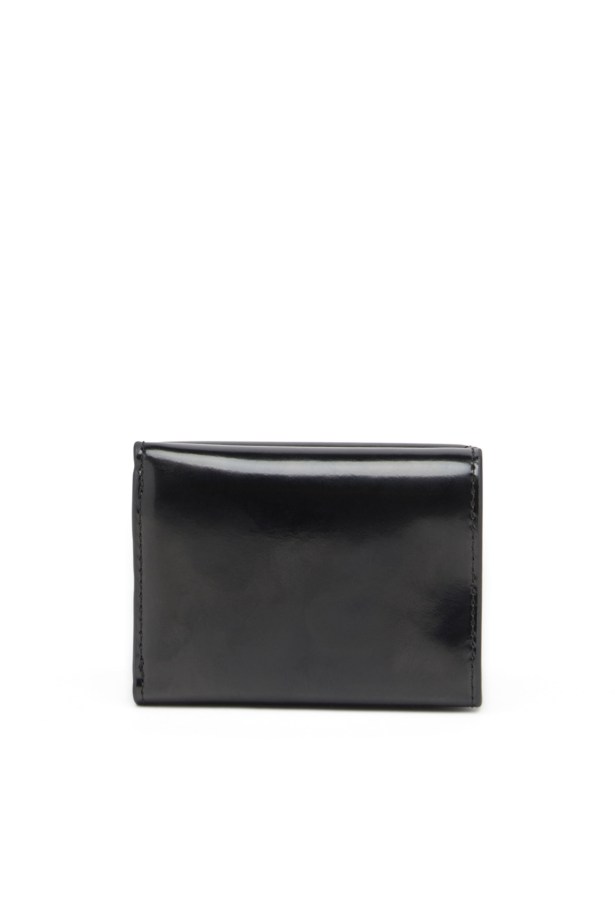 Diesel - 1DR TRI FOLD COIN XS II, Cartera que se pliega en tres de cuero espejado Mujer in Negro - 2