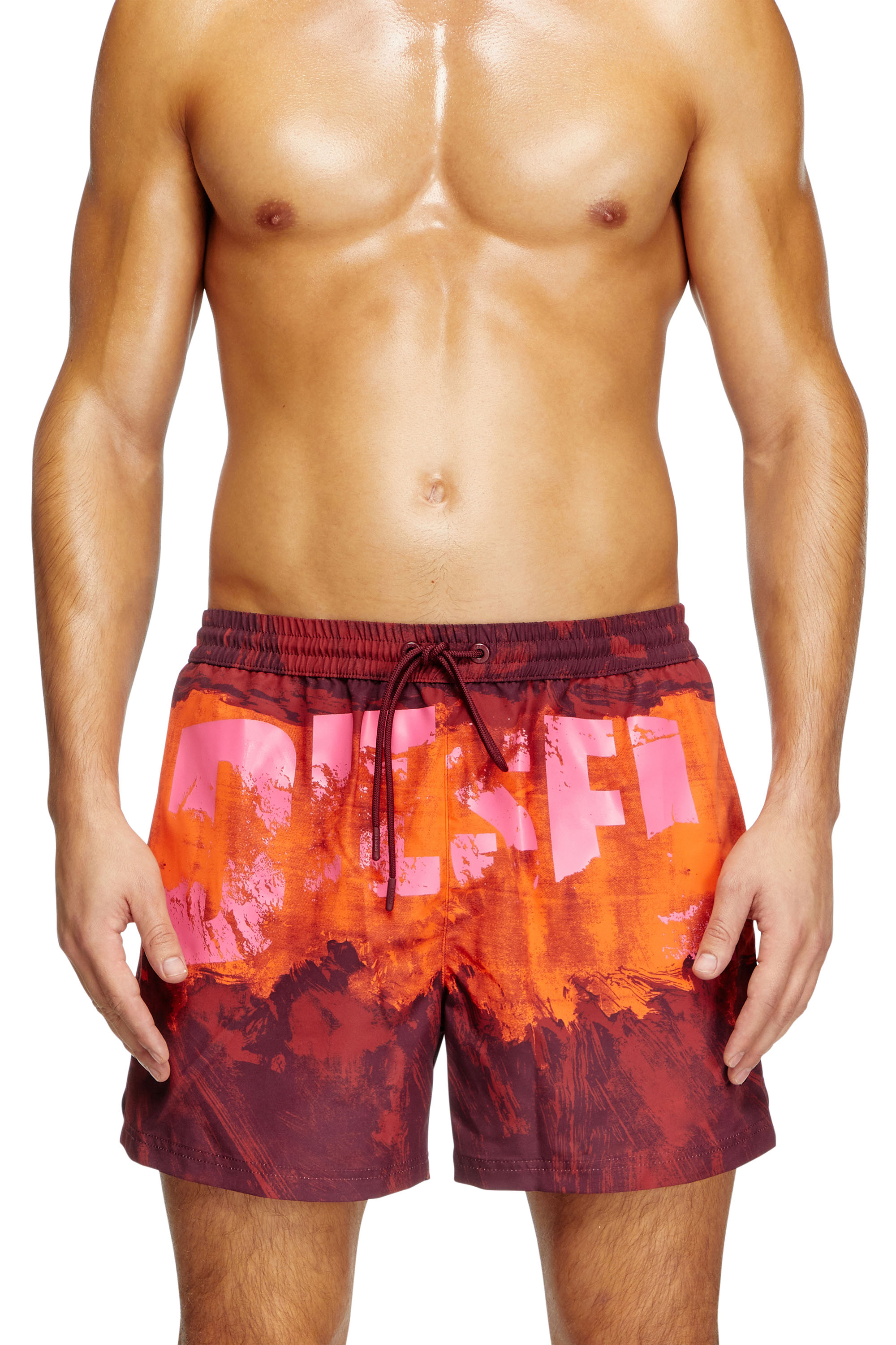 Diesel - KEN-37-D-POP, Bañador de longitud media con estampado gráfico Hombre in Rojo - 2