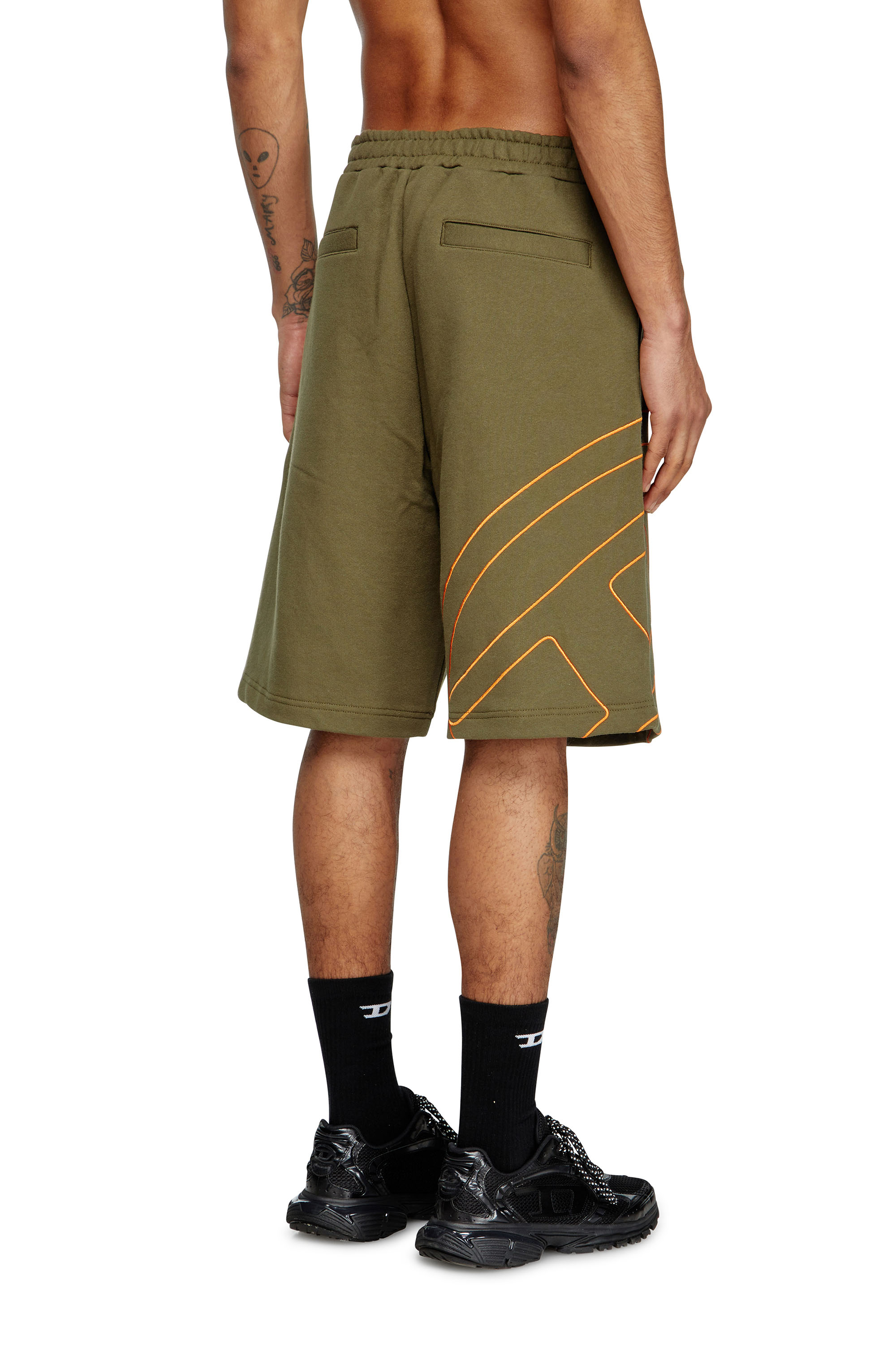 Diesel - P-CROW-MEGOVAL, Man's Sweat shorts with maxi D logo in Military Green - 2